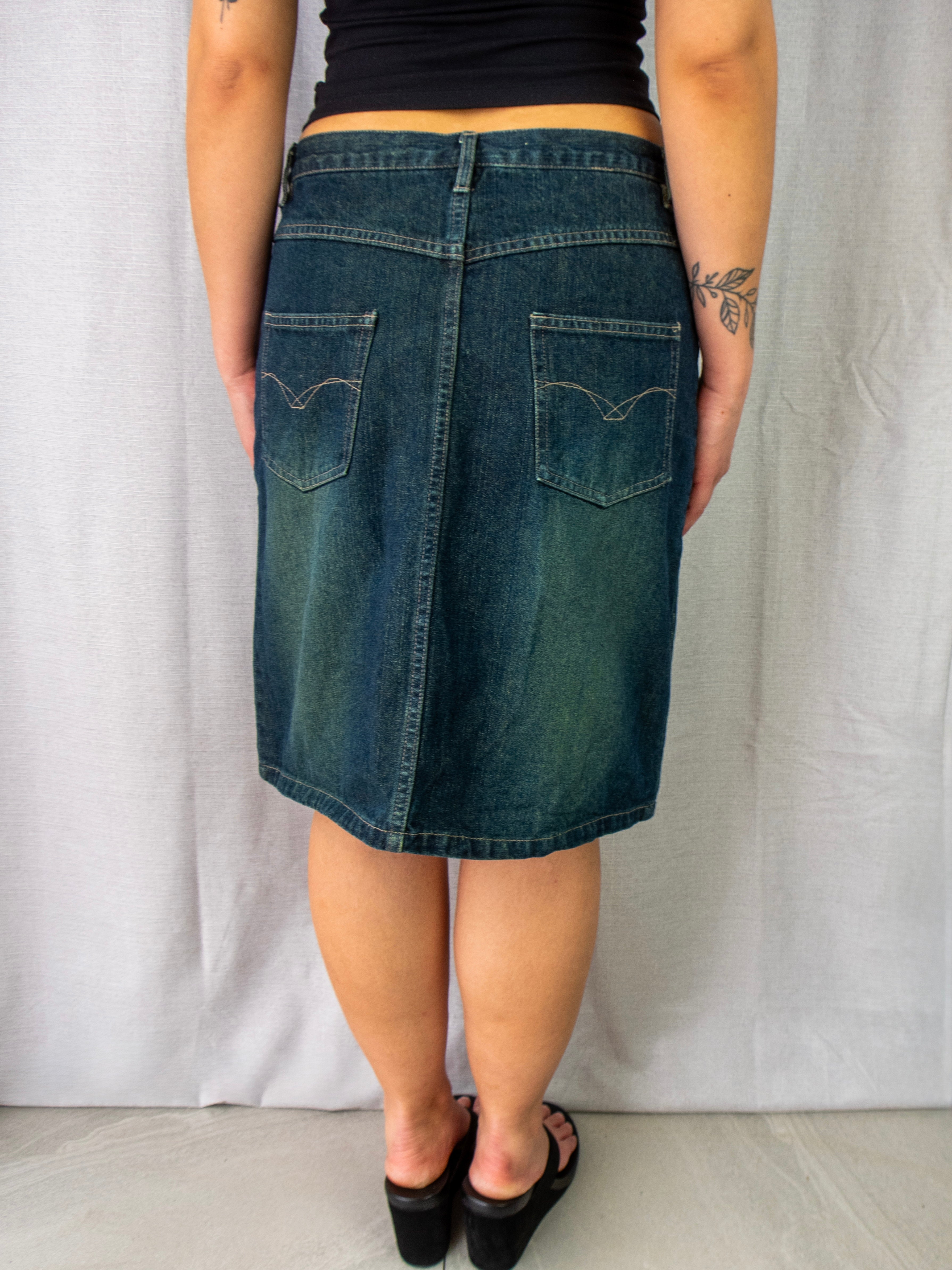 00s Miss Shop Denim Midi Skirt - Size S