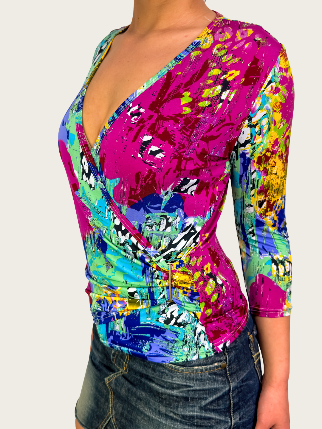 Y2K Covers Abstract Wrap Top - Size M