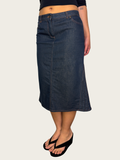 00s Crossroads Contrast Stitch Denim Midi Skirt - Size S