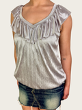 00s Valleygirl Silver Ruffle Top - Size S