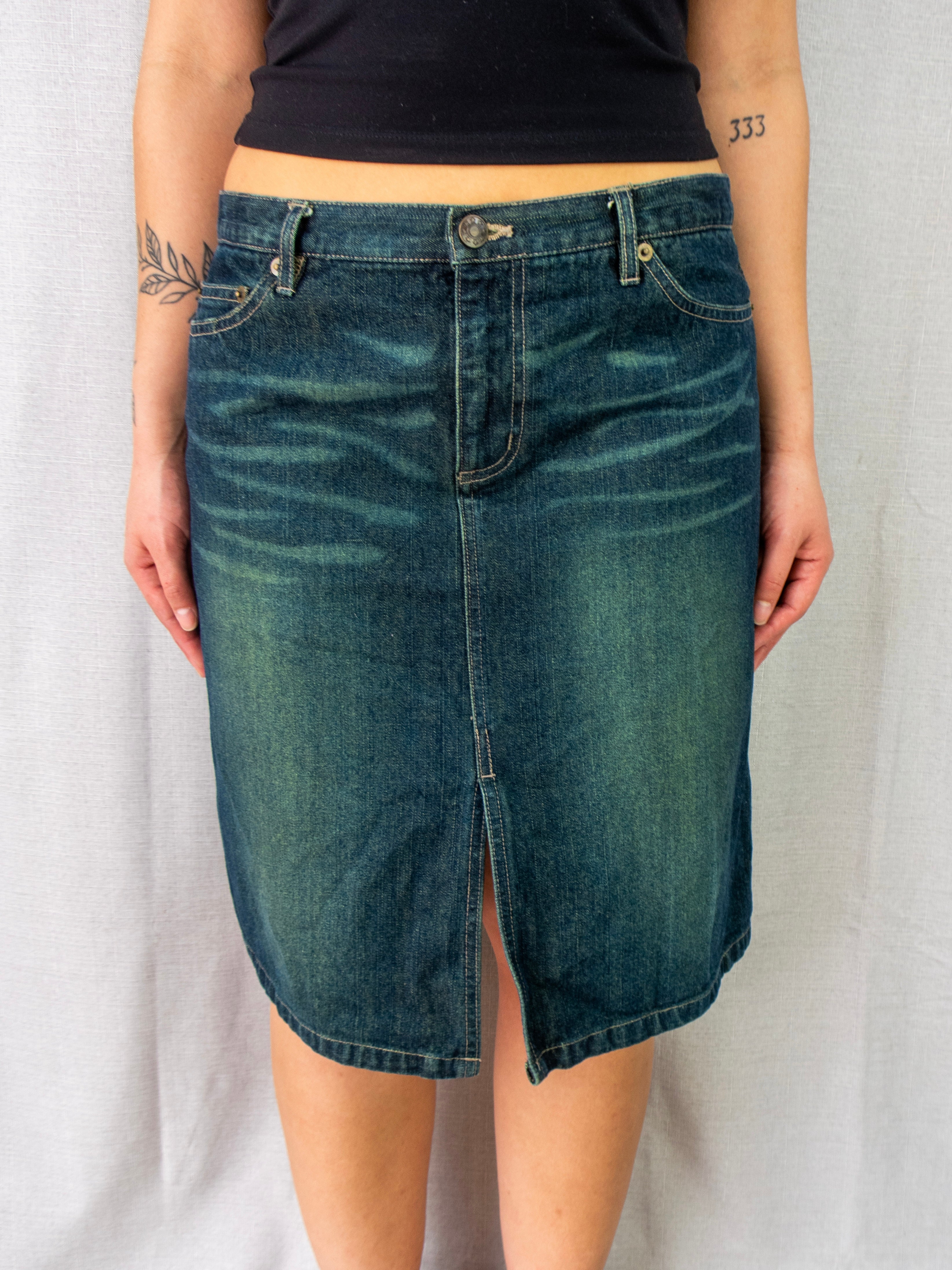 00s Miss Shop Denim Midi Skirt - Size S