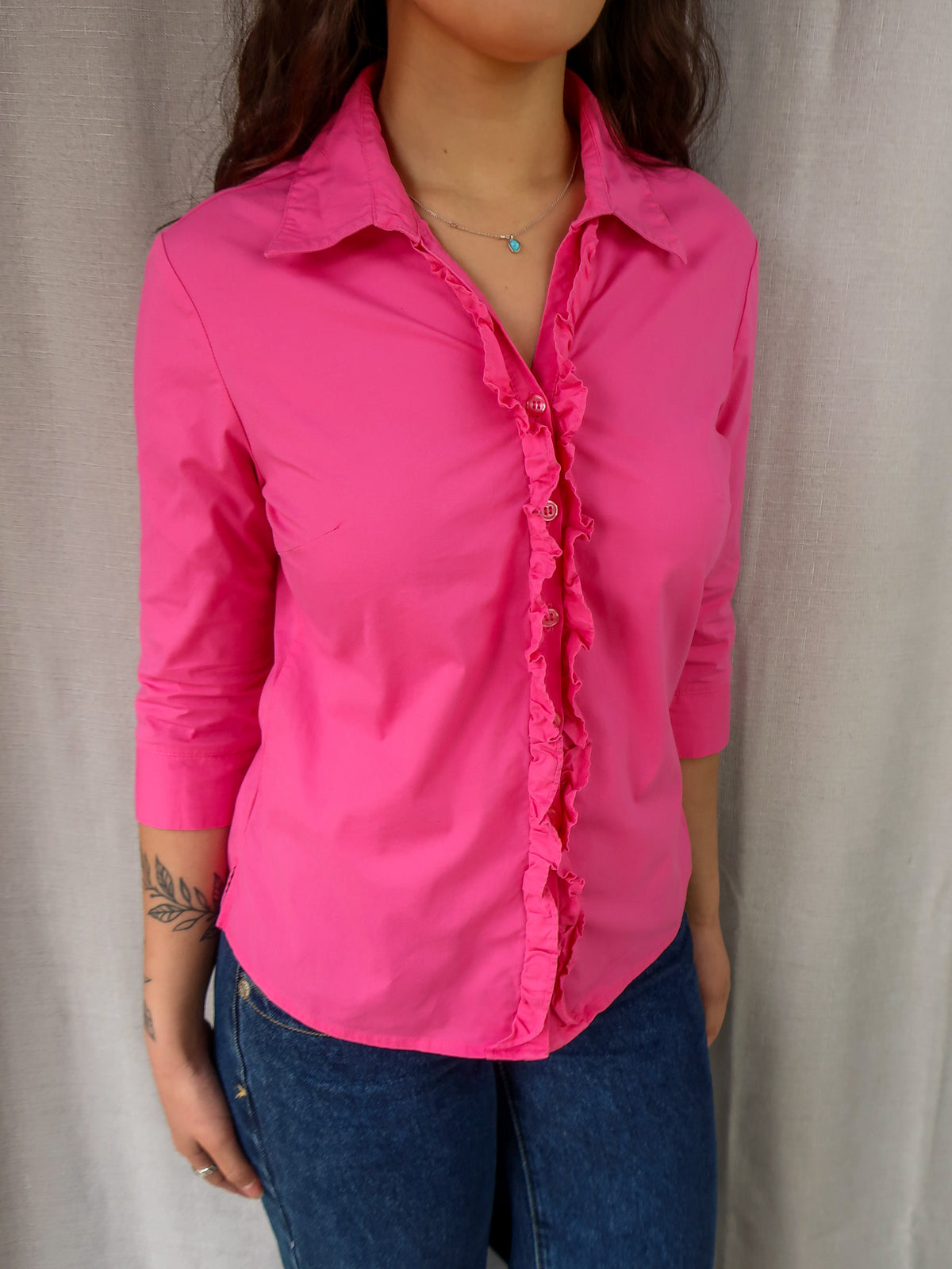00s Expression Ruffle Button-Up Shirt - Size S