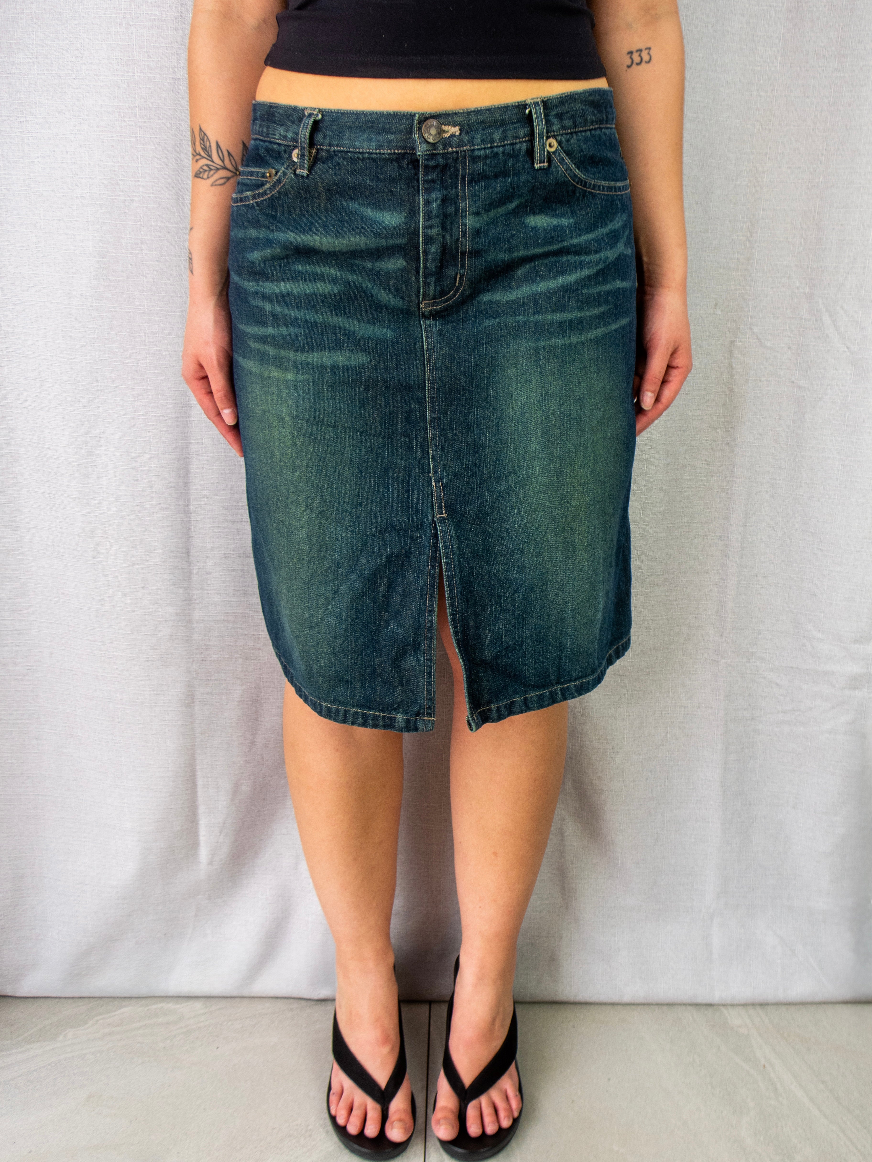 00s Miss Shop Denim Midi Skirt - Size S