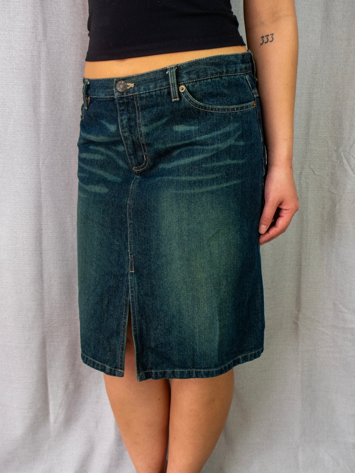 00s Miss Shop Denim Midi Skirt - Size S
