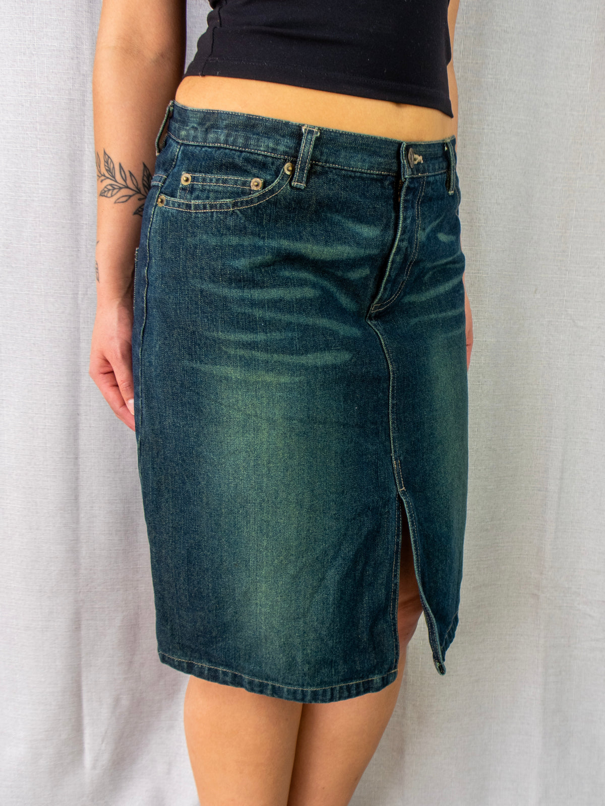 00s Miss Shop Denim Midi Skirt - Size S