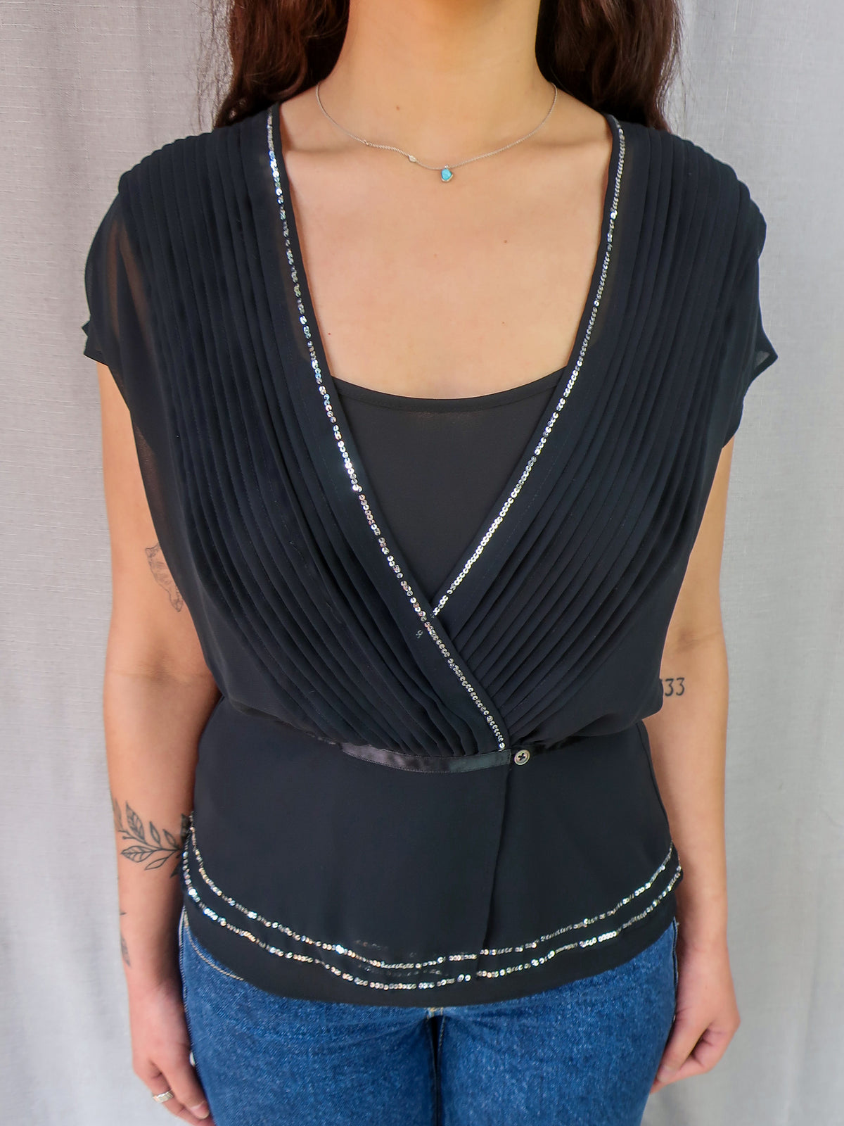 00s InWear Sheer Sequin Blouse - Size S