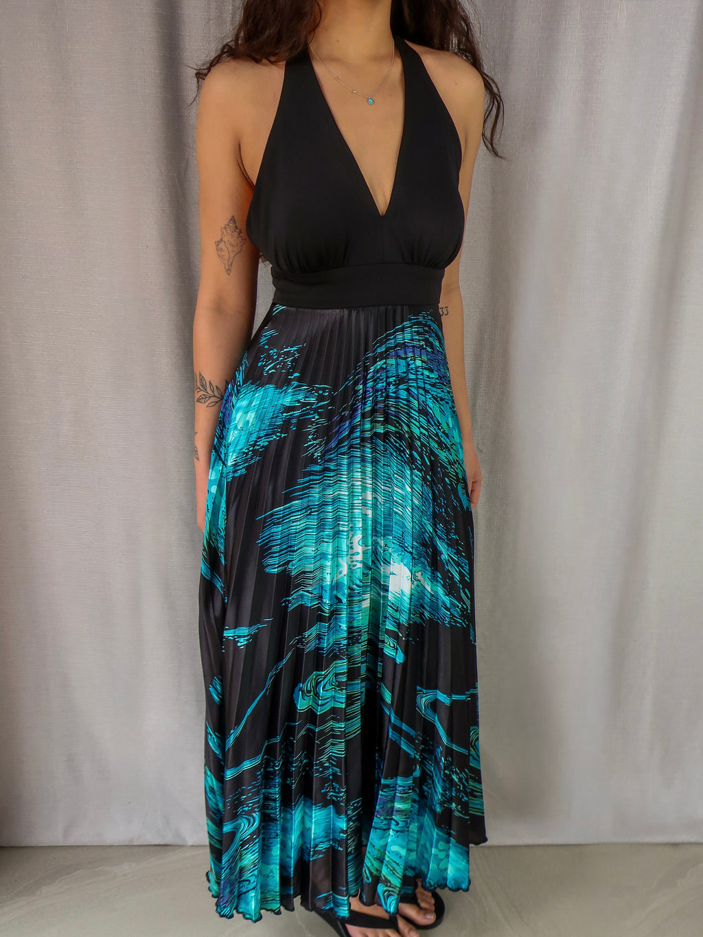 00s Events Collection Pleated Halter Maxi Dress - Size S