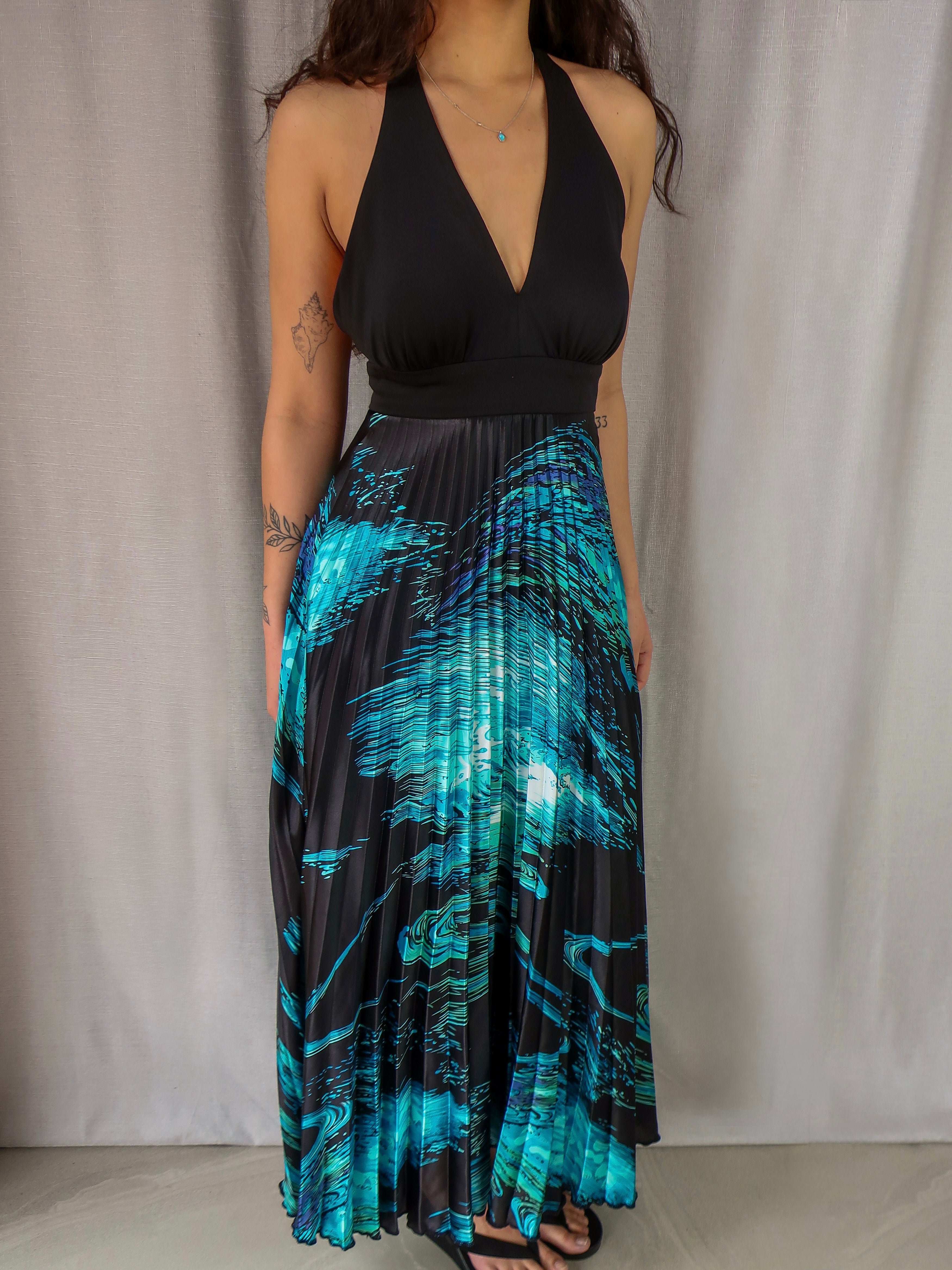 00s Events Collection Pleated Halter Maxi Dress - Size S