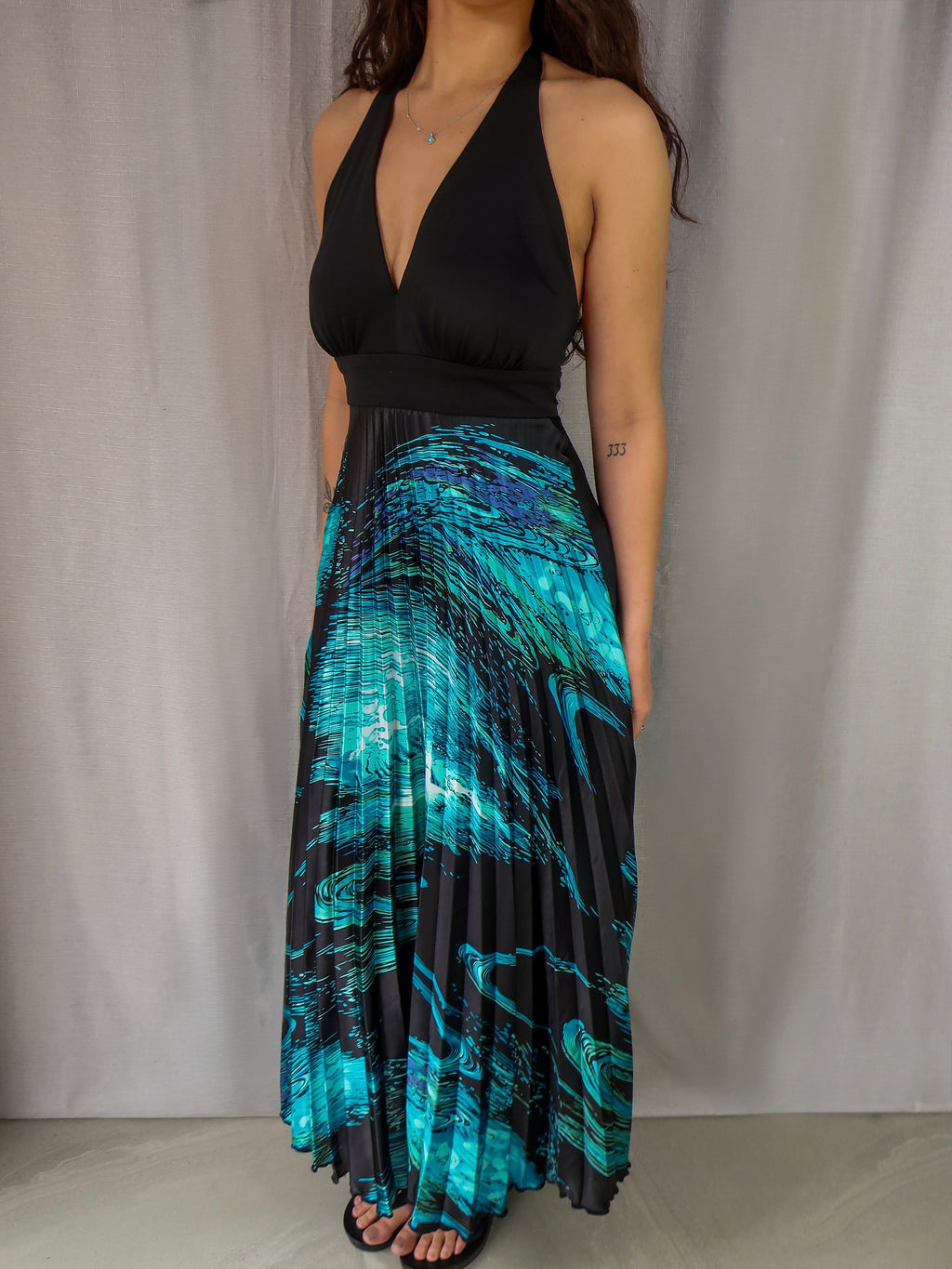 00s Events Collection Pleated Halter Maxi Dress - Size S