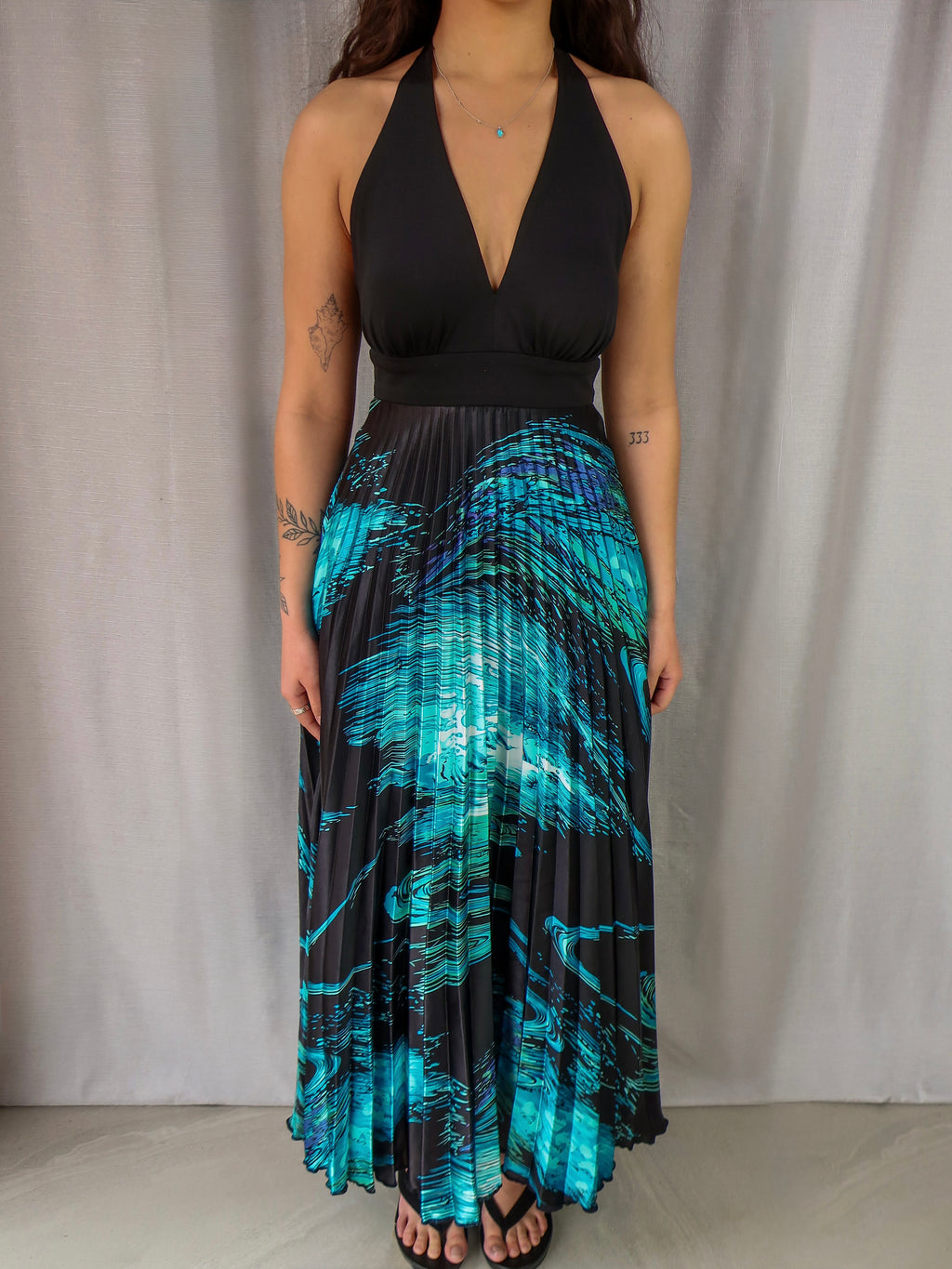 00s Events Collection Pleated Halter Maxi Dress - Size S