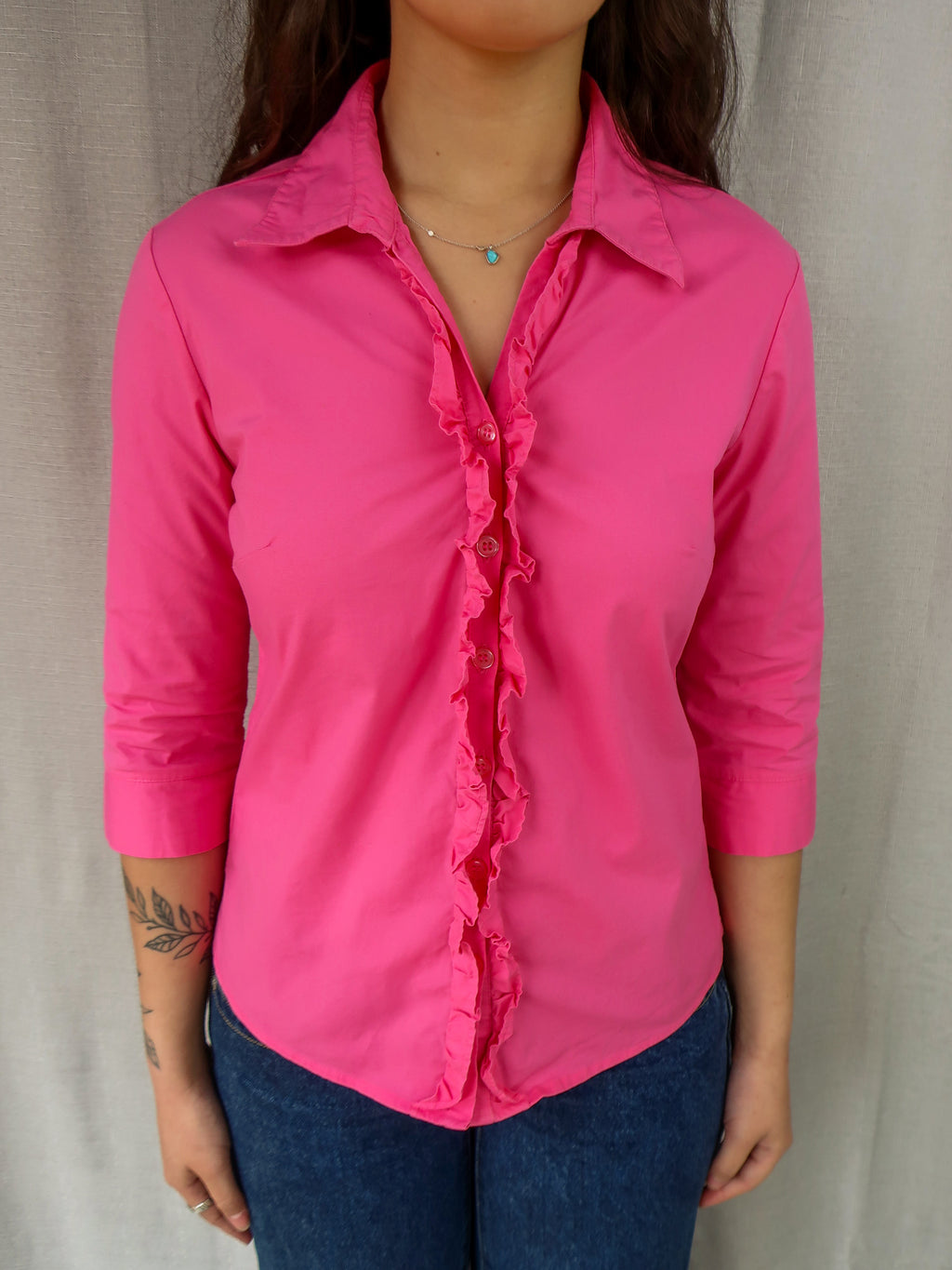 00s Expression Ruffle Button-Up Shirt - Size S
