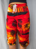 Y2K Billabong Board Shorts - Sunset Palm Print - Size 8