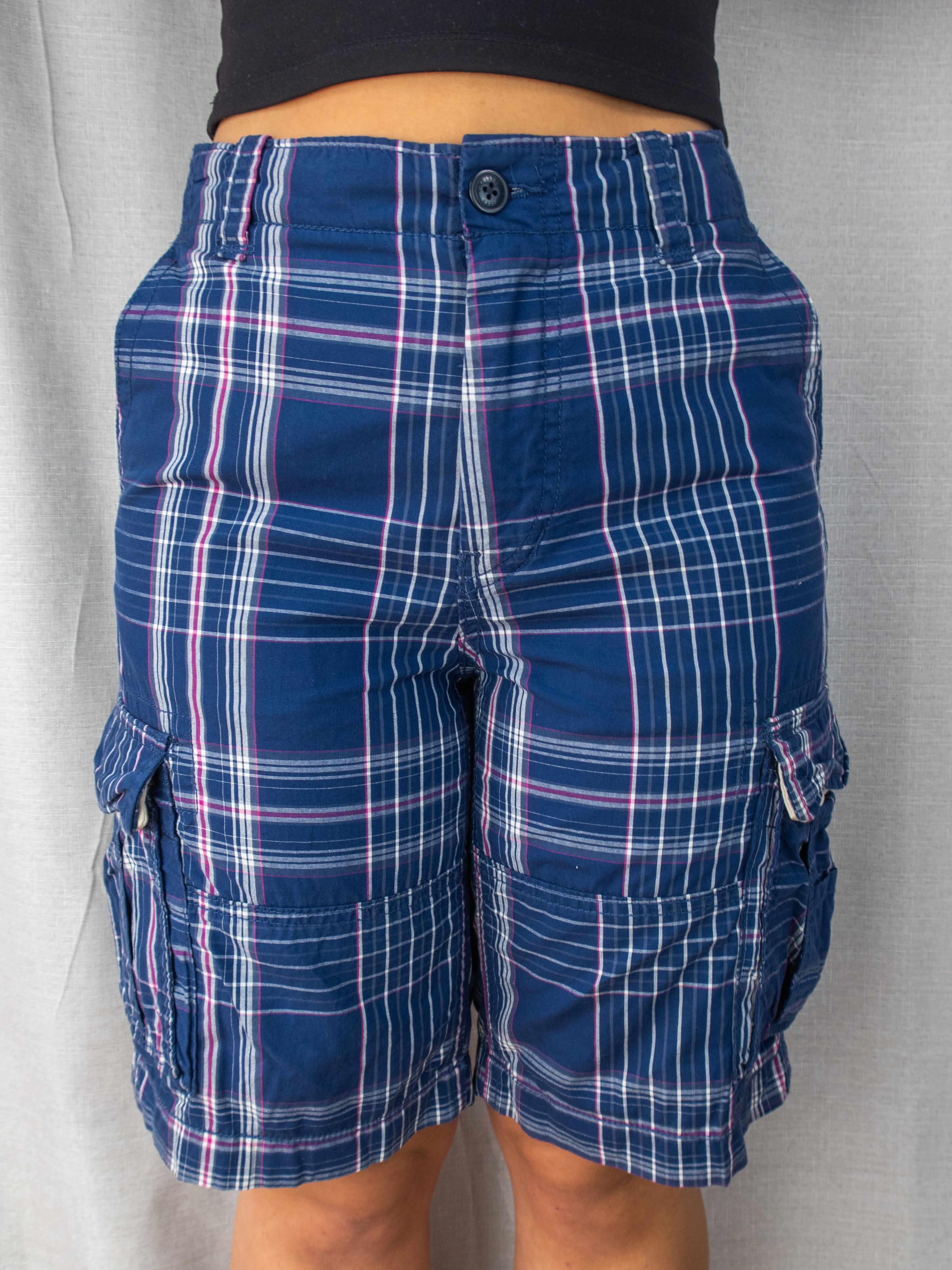 Gap Cargo Shorts - Navy Check - Size 6