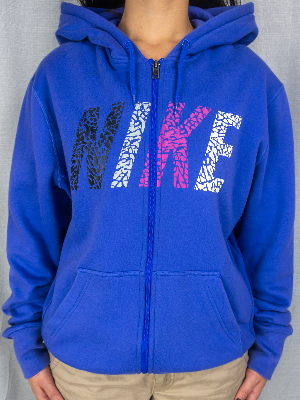 Y2K Nike Hooded Jacket - Purple Spell Out - Size XL