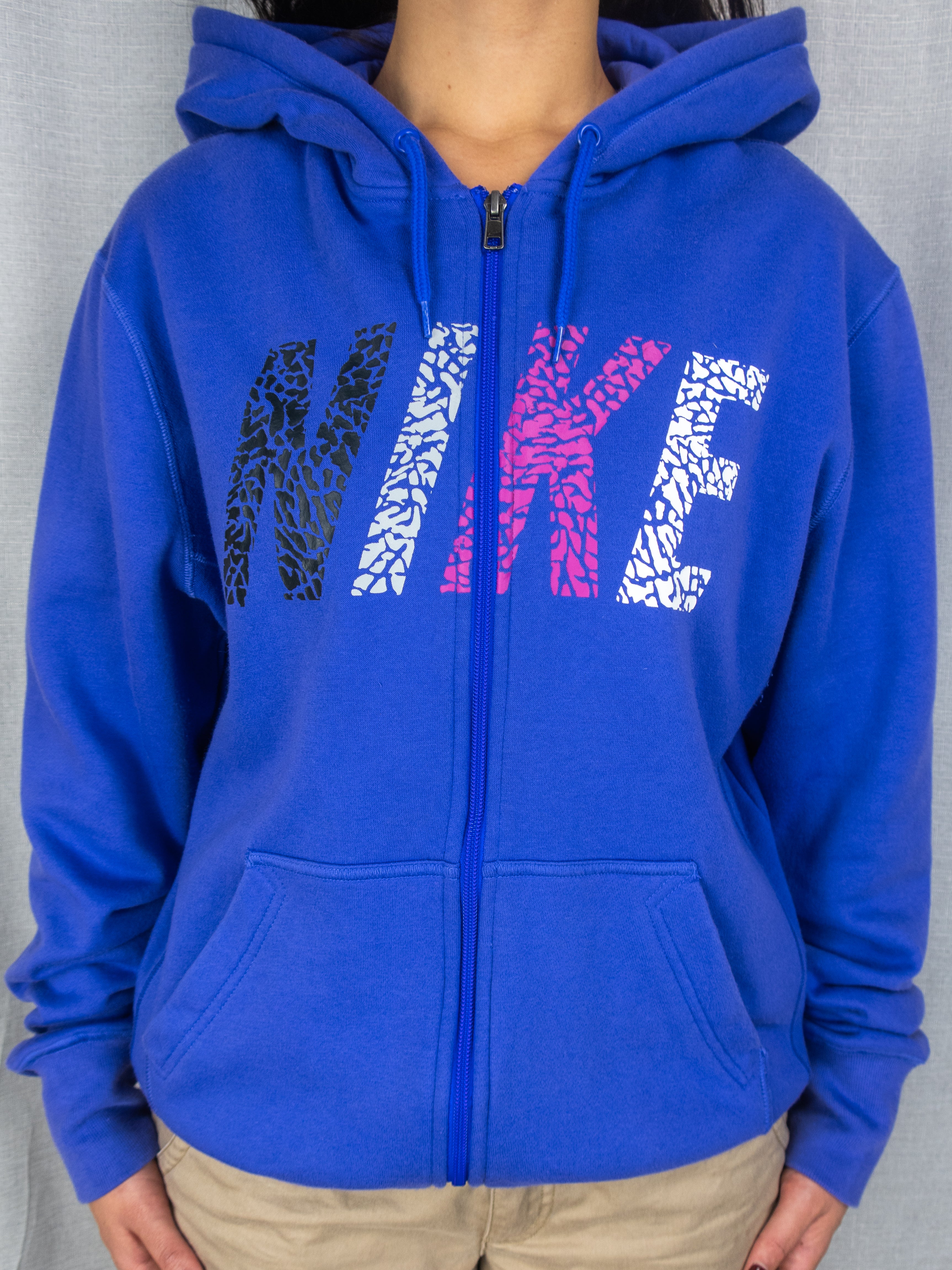 Y2K Nike Hooded Jacket - Purple Spell Out - Size XL