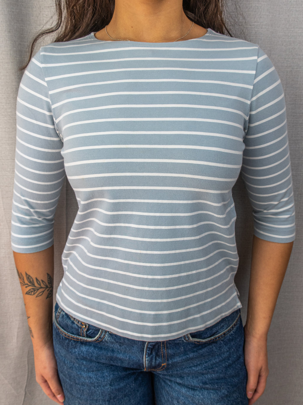 Y2K Simona Sport Striped Top - Baby Blue - Size S