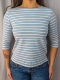 Y2K Simona Sport Striped Top - Baby Blue - Size S