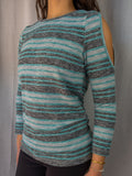 Y2K Together Striped Cut-Out Top - Blue/Grey - Size 8
