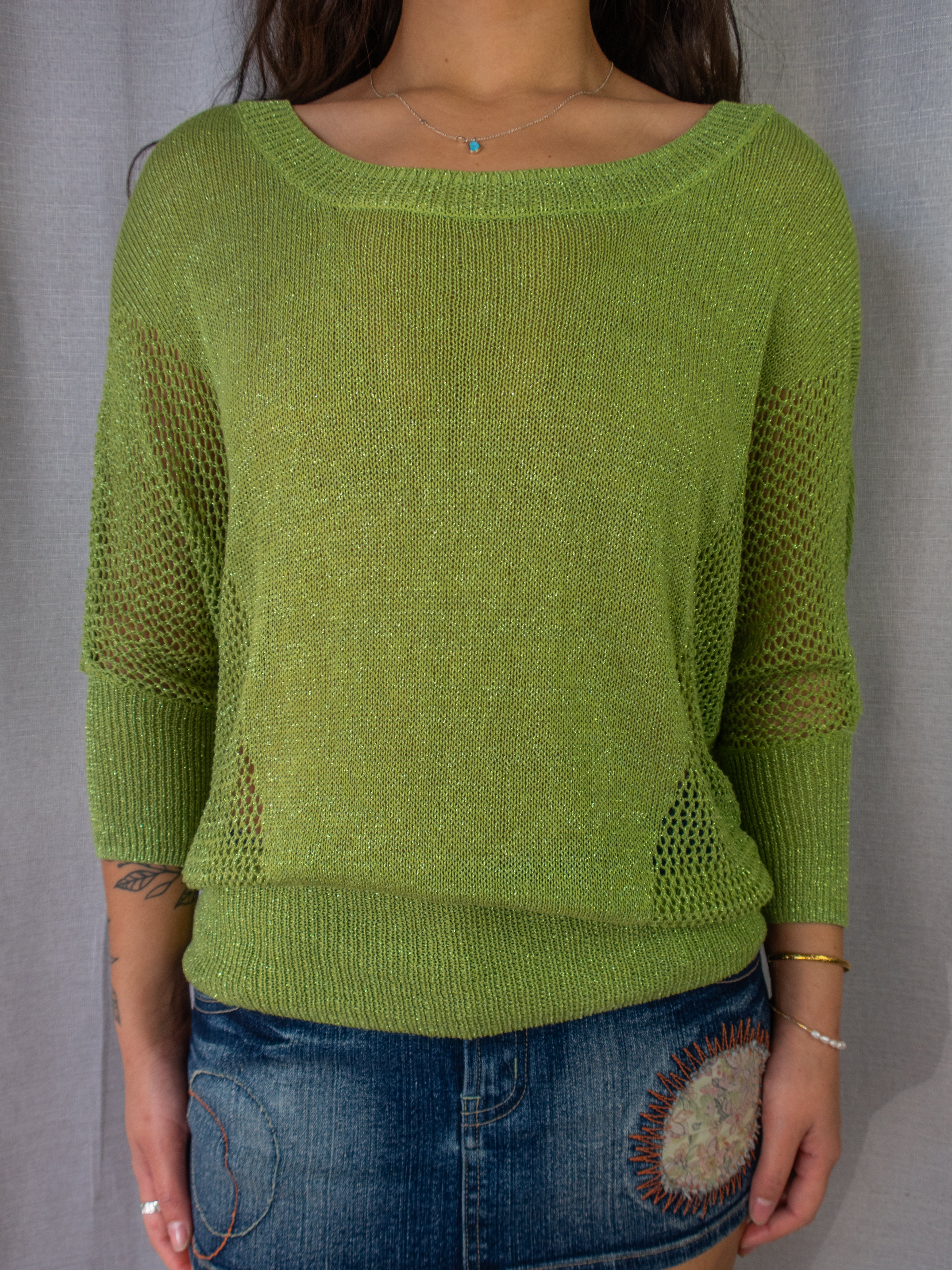 Y2K SES Knit Top - Lime Green - Size 10