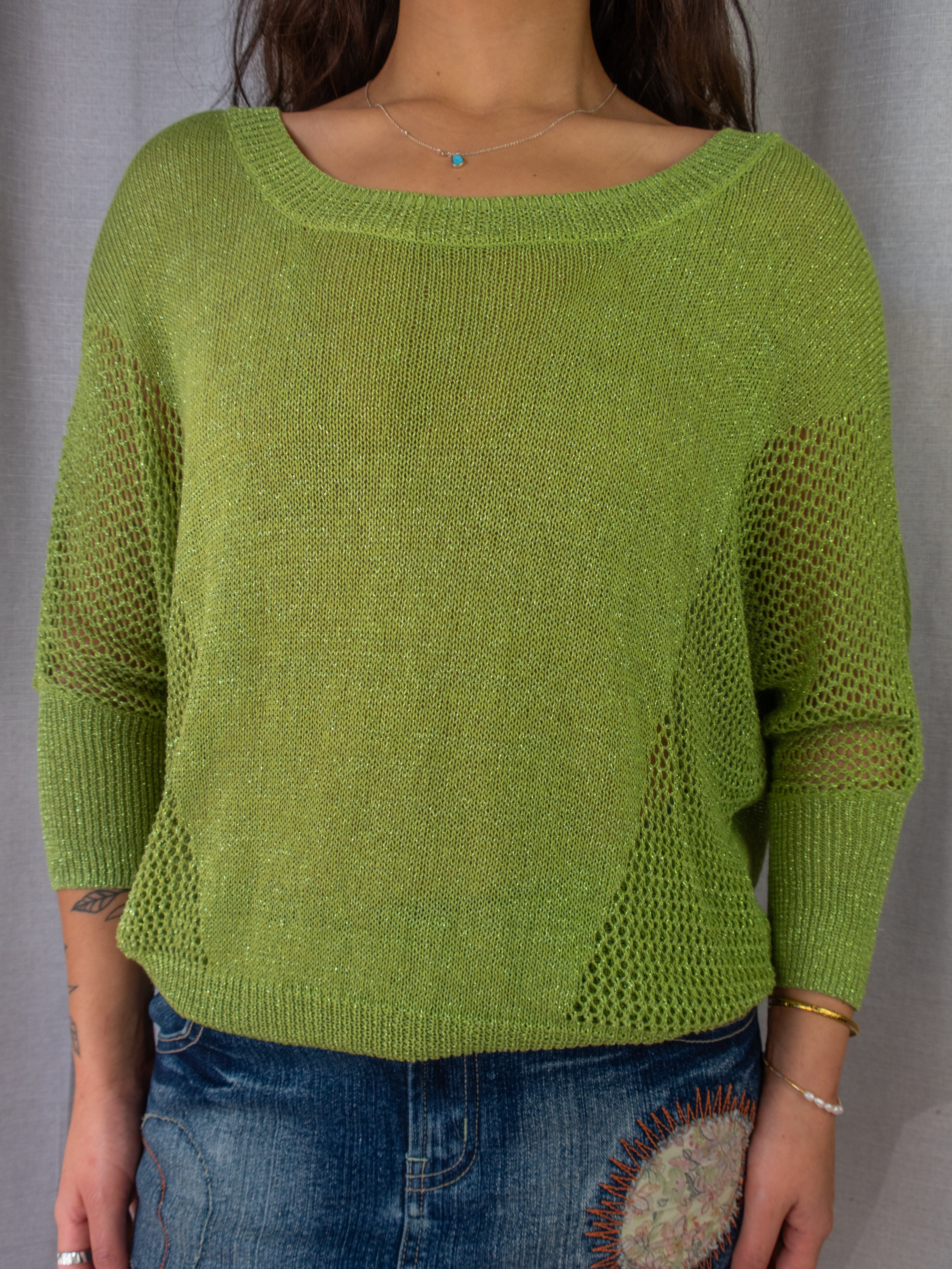Y2K SES Knit Top - Lime Green - Size 10