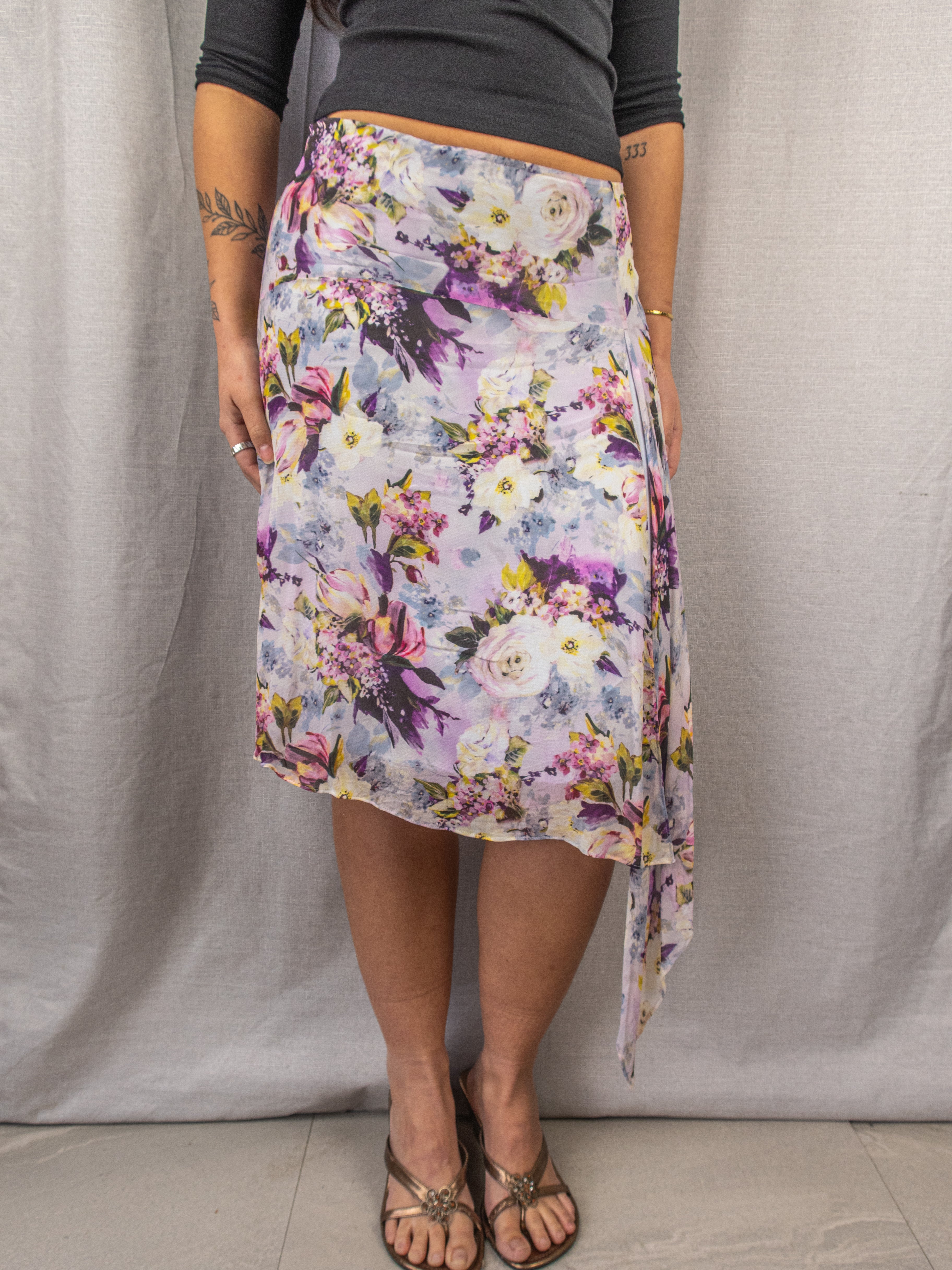 Vintage Alannah Hill Floral Midi Skirt - Pastel Purple - Size 14