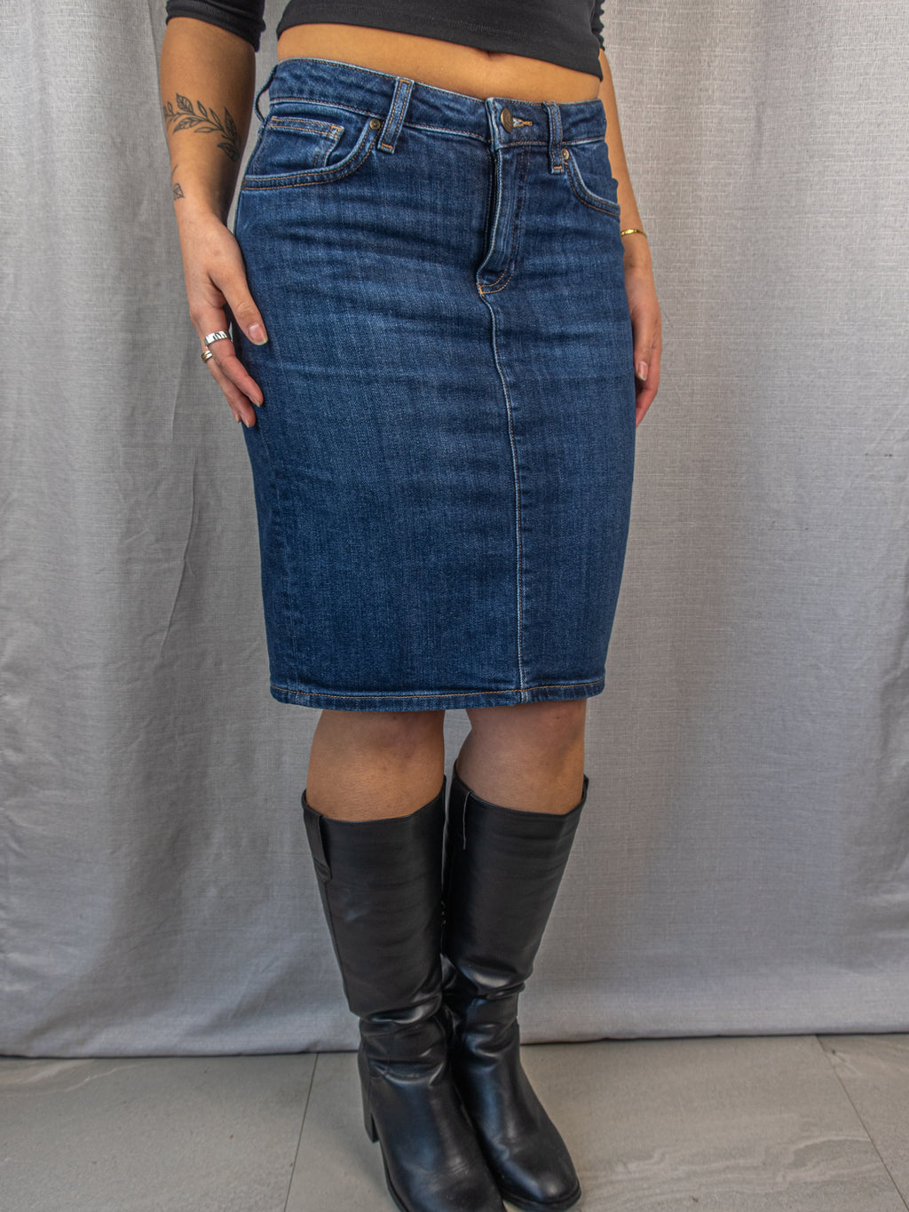 Gant Denim Midi Skirt - Classic Blue Wash - Size 8