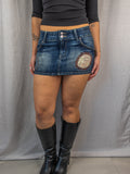 Y2K Kai Long Denim Mini Skirt - Embroidered Detail - Size 8
