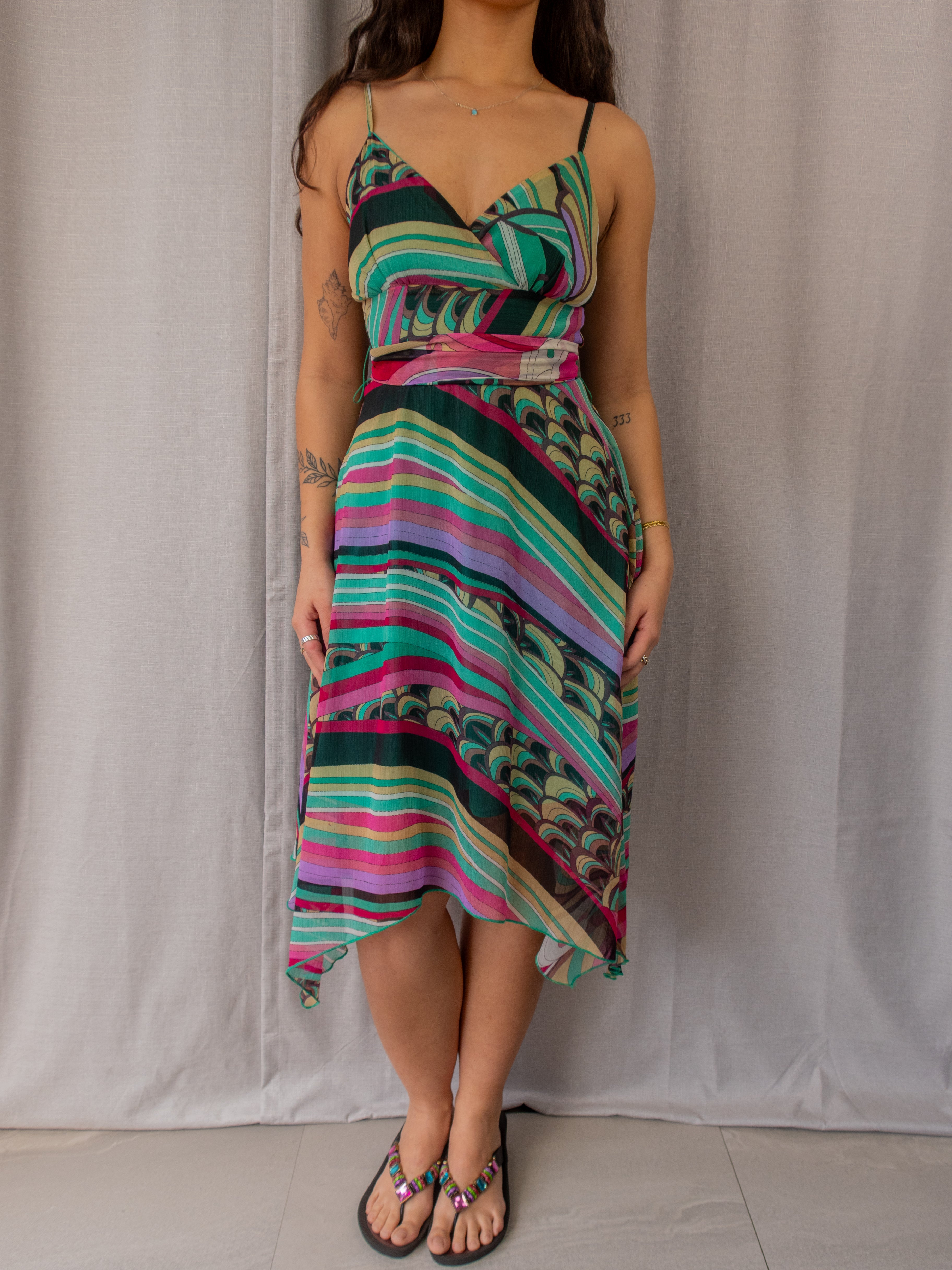 Y2K Blackout Australia Midi Dress - Abstract Print - Size 8
