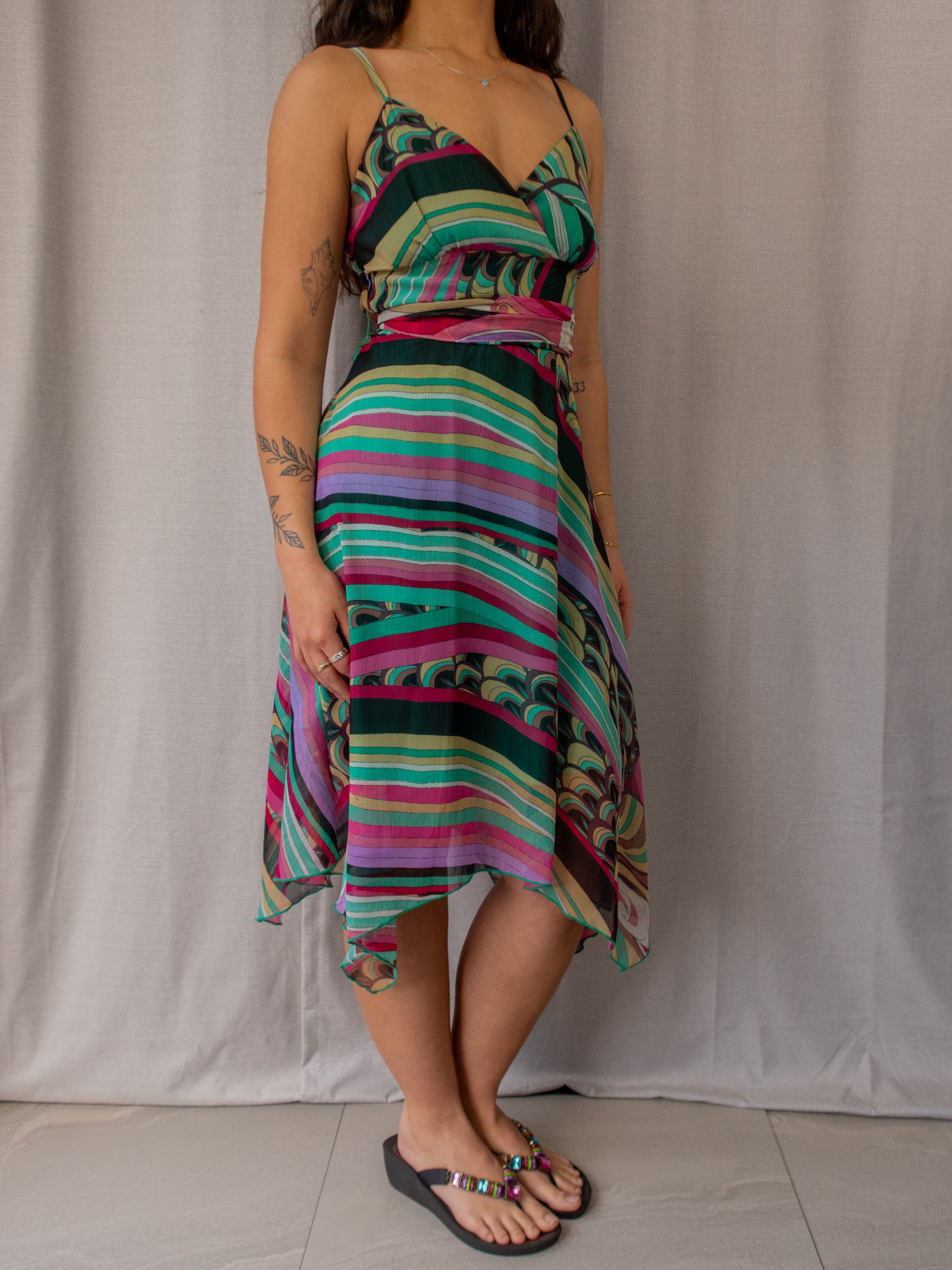 Y2K Blackout Australia Midi Dress - Abstract Print - Size 8