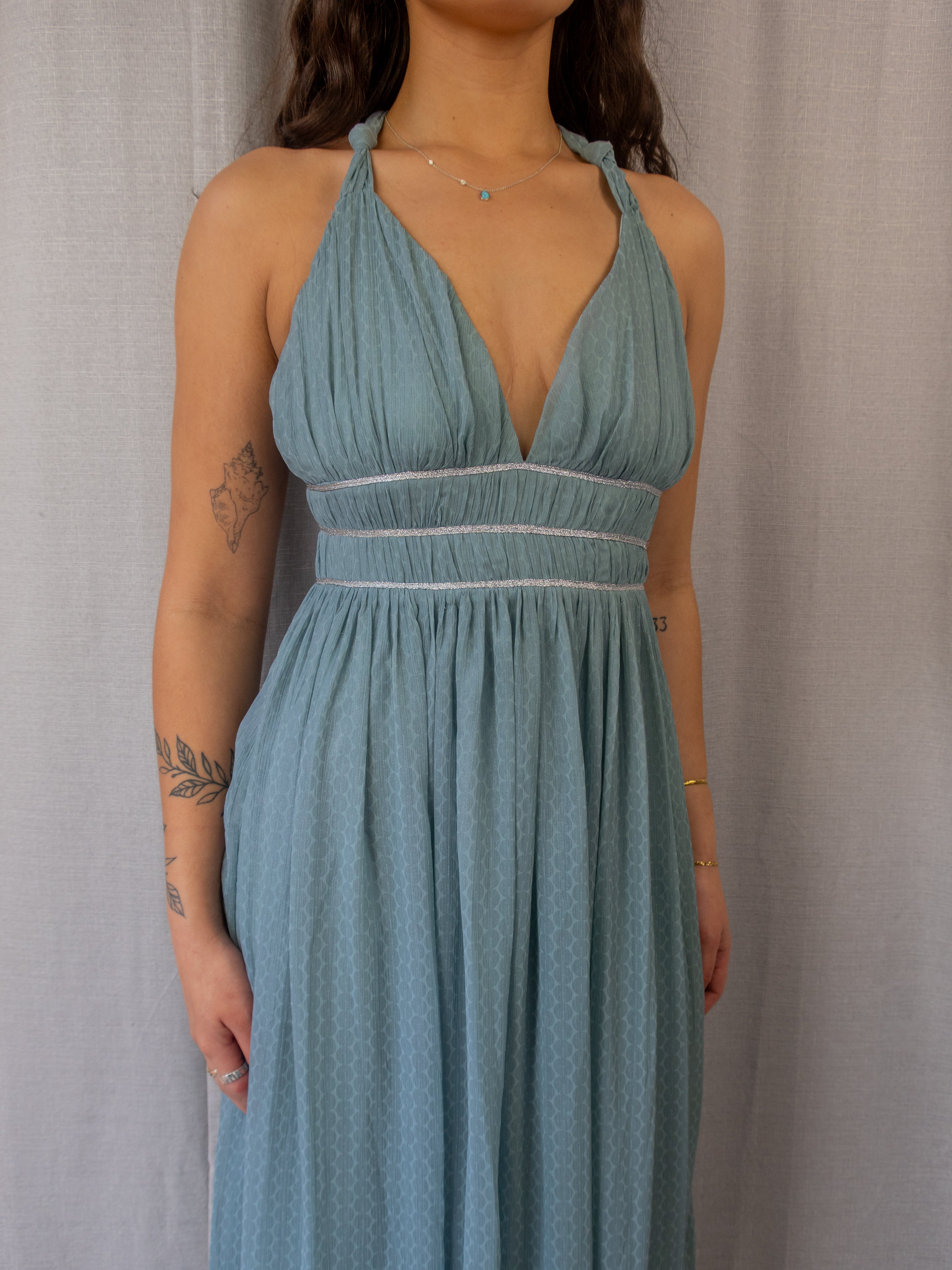 Martini Maxi Dress - Halter Chiffon - Size 8