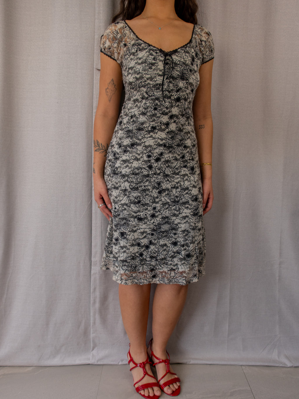 Y2K CKM Mesh Dress - Floral Print - Size S