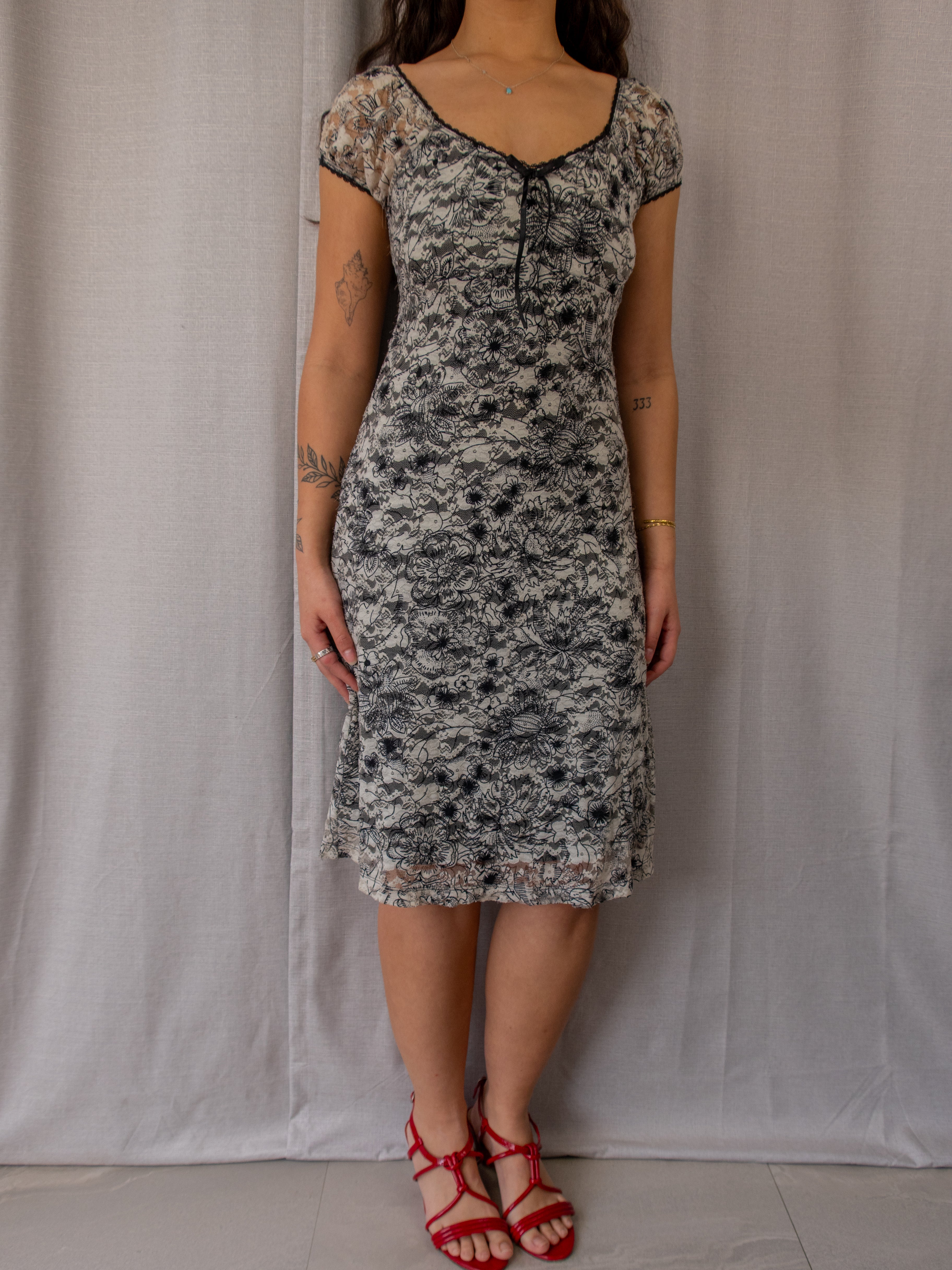 Y2K CKM Mesh Dress - Floral Print - Size S