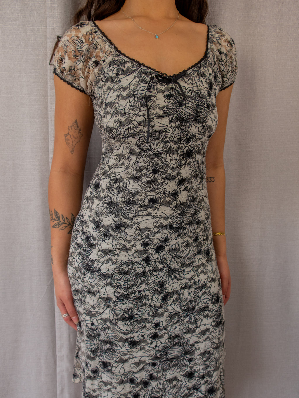 Y2K CKM Mesh Dress - Floral Print - Size S