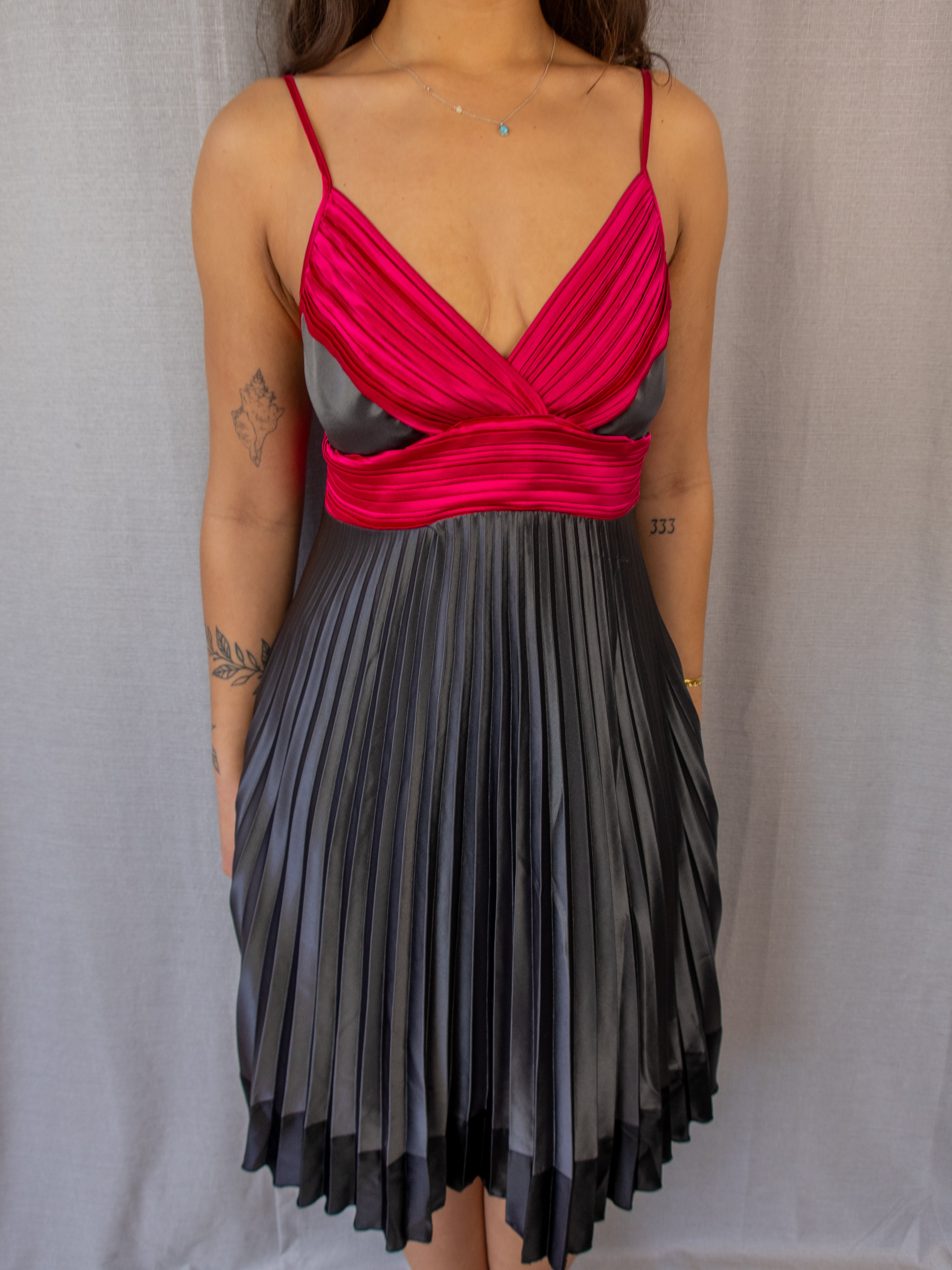 Review Australia Midi Dress - Pleated Contrast Bodice - Size 12