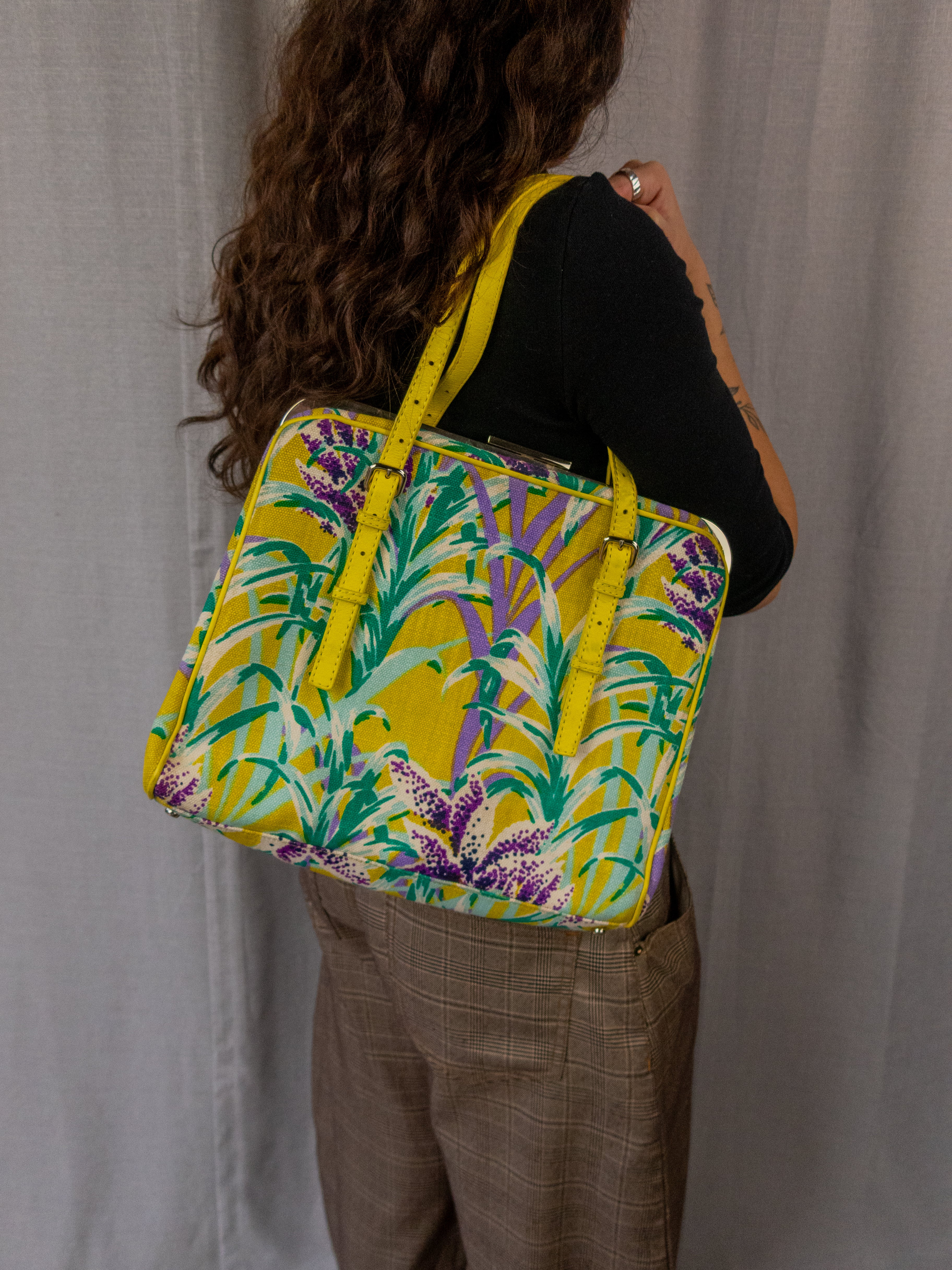 Kate Spade New York Tropical Print Frame Tote - Yellow Floral