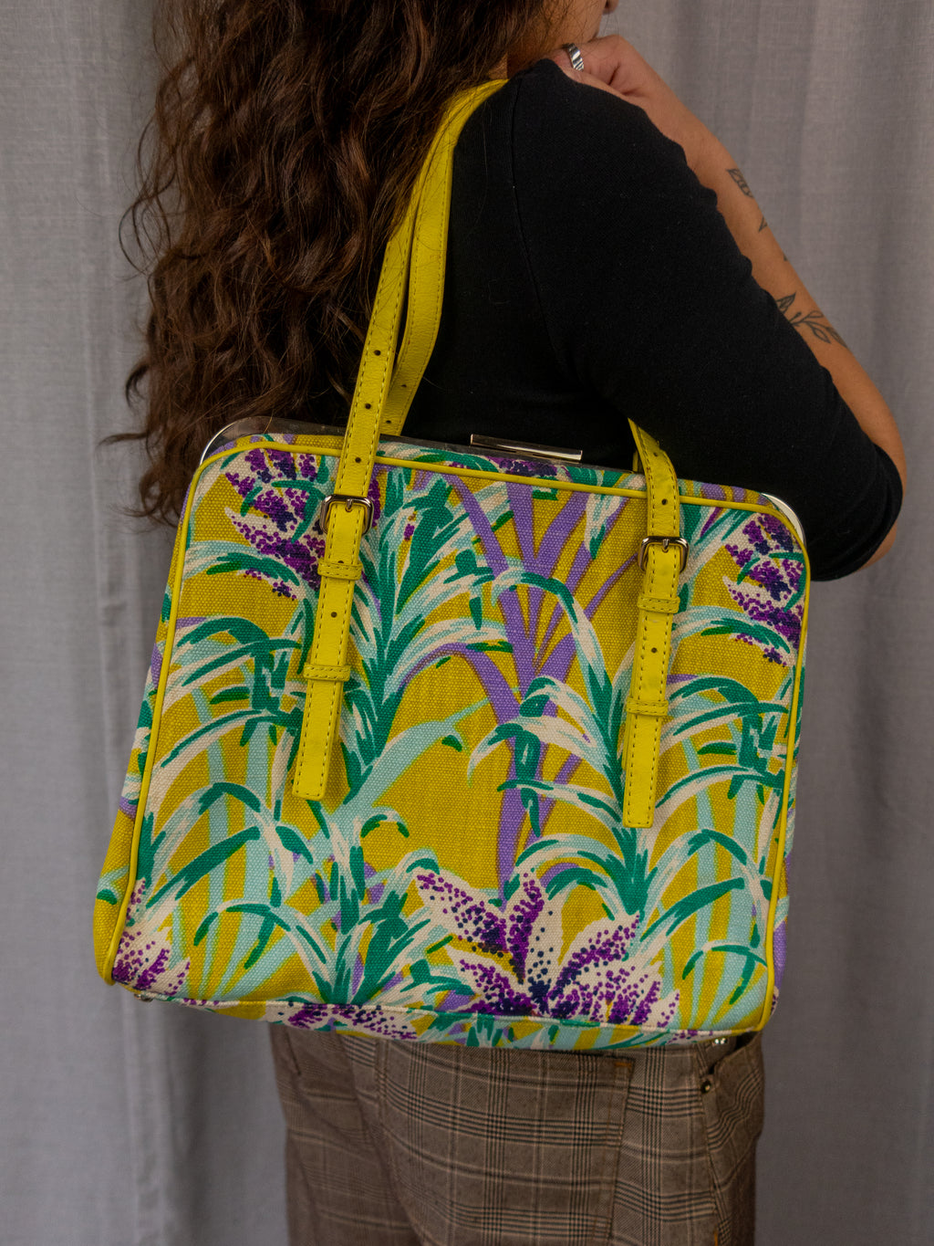 Kate Spade New York Tropical Print Frame Tote - Yellow Floral
