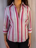 Y2K Miller’s Striped Zip Blouse - Pastel Pink - Size 10