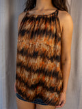 Valoo Abstract Halter Top - Brown Print - Size S