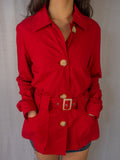 Y2K Simona Sport Jacket - Belted Red Cotton - Size 12