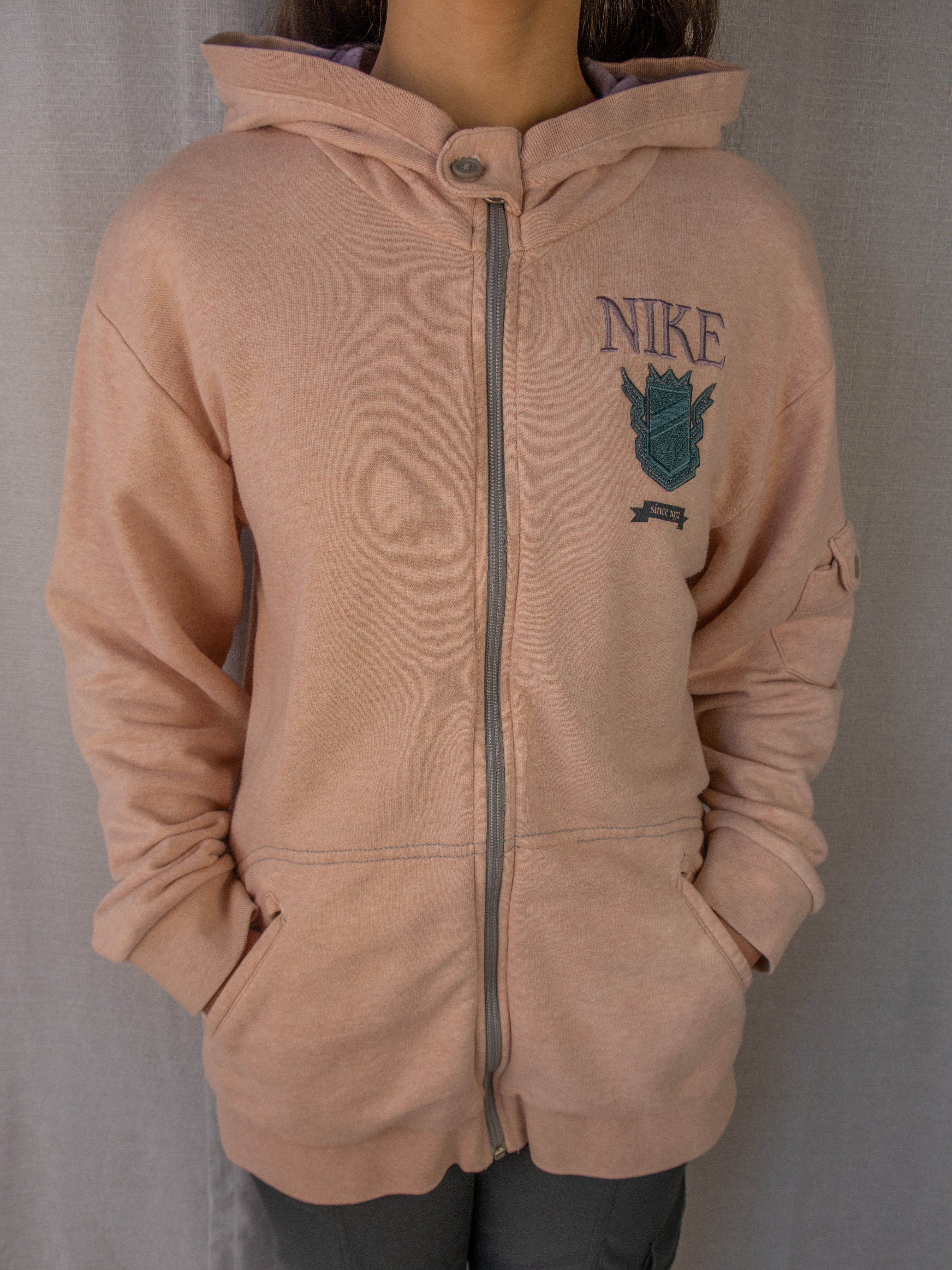 Y2K Nike Zip-Up Hoodie - Pink/Purple - Size S