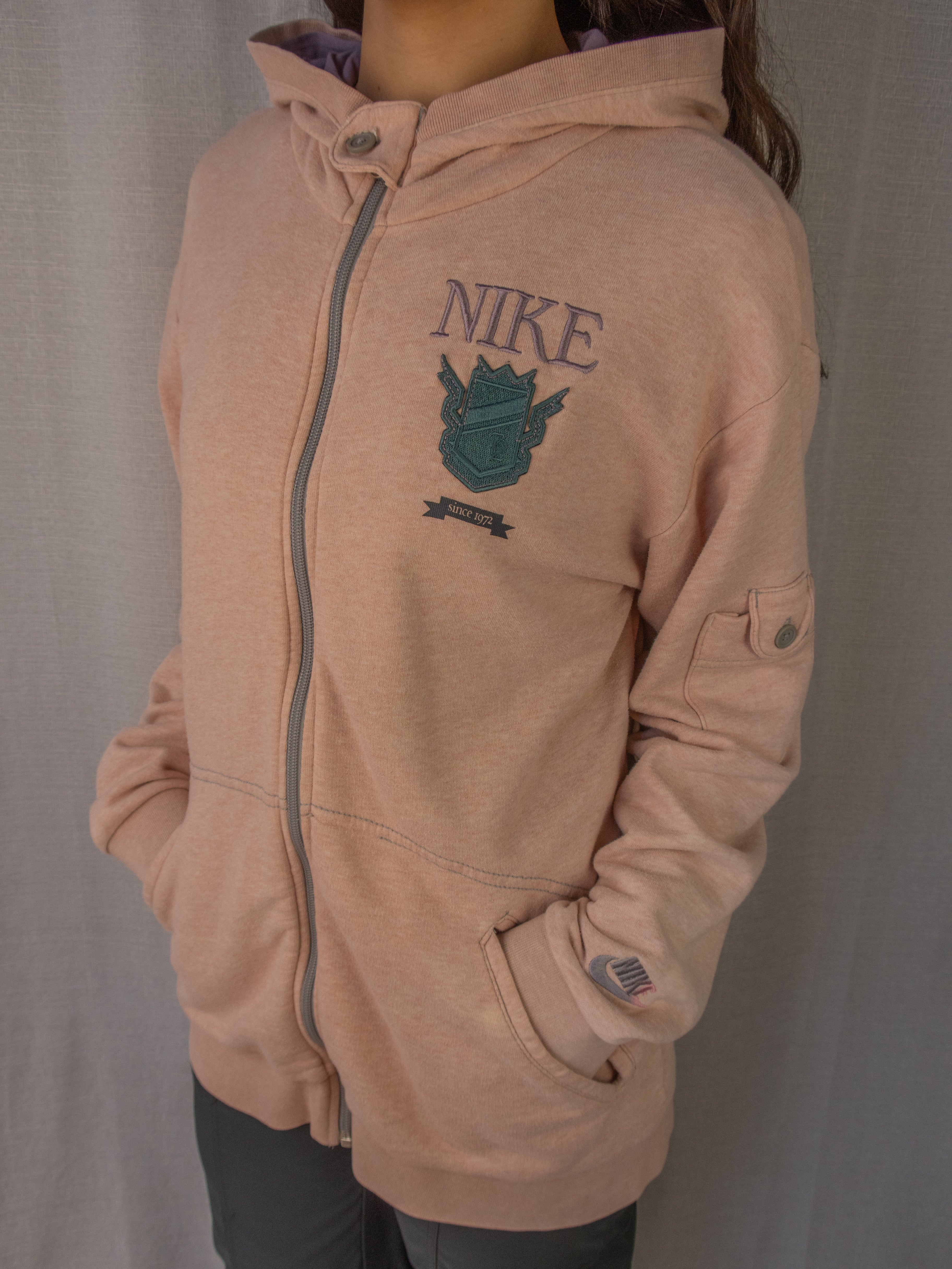 Y2K Nike Zip-Up Hoodie - Pink/Purple - Size S