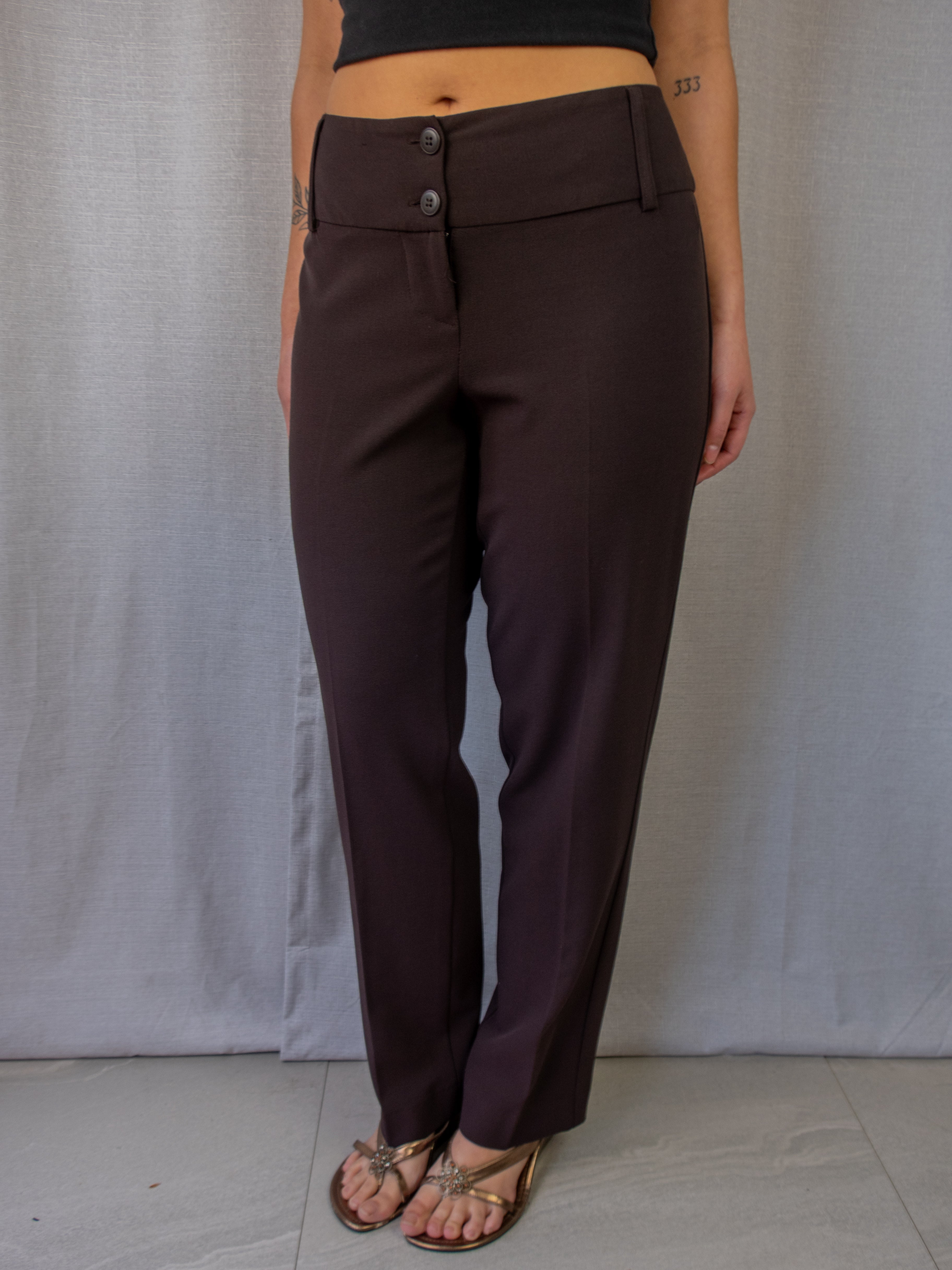 Y2K Hot Topic Tailored Pants - Brown Straight Leg - Size 12