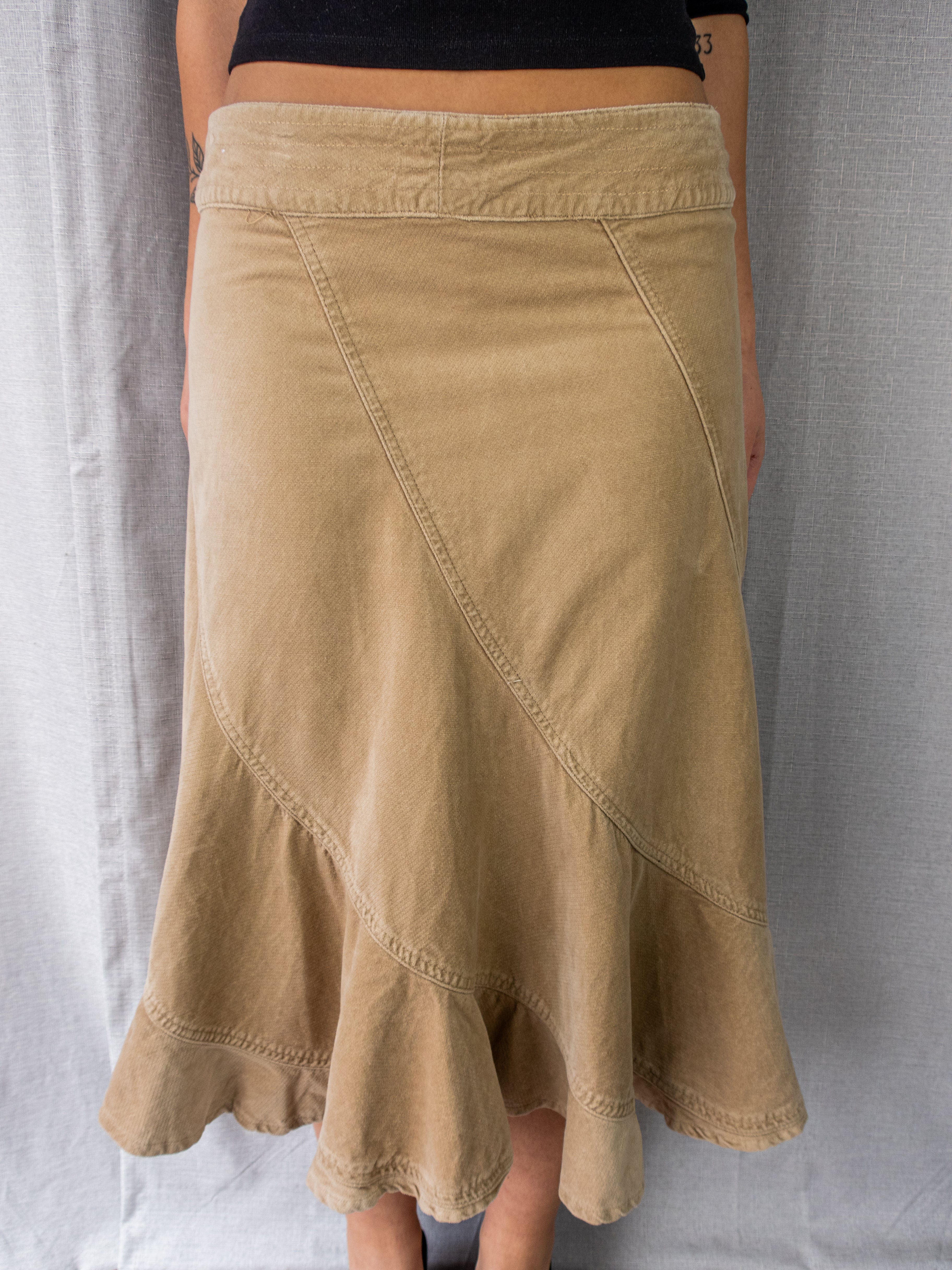 Y2K Just Jeans Cotton Midi Skirt - Beige - Size 10
