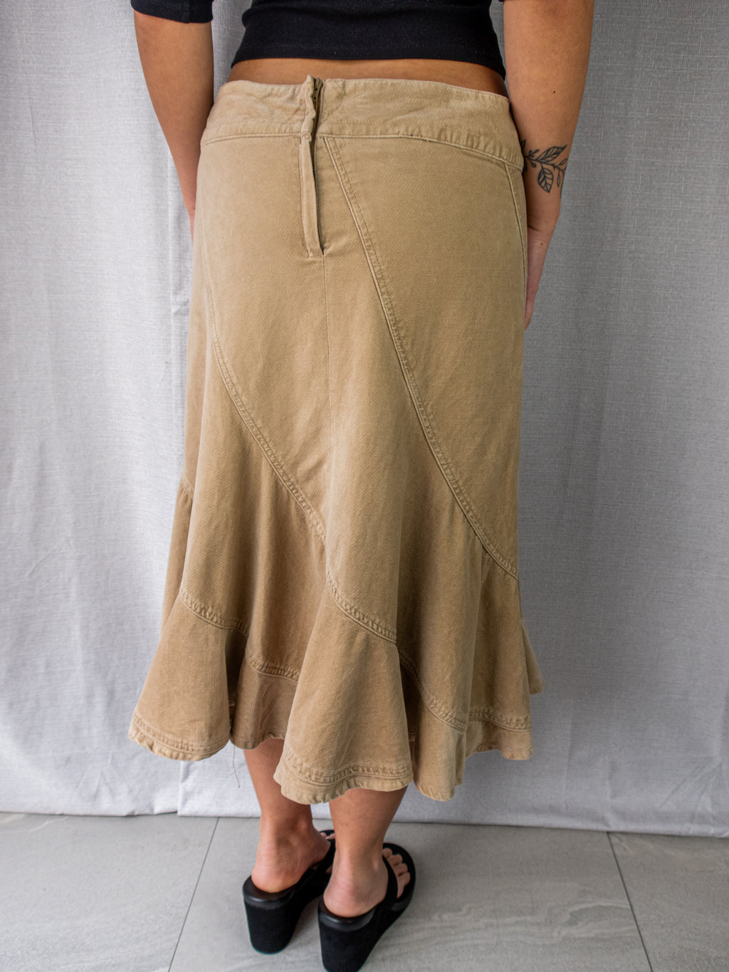 Y2K Just Jeans Cotton Midi Skirt - Beige - Size 10