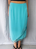 Y2K Brin de Femme Asymmetric Midi Skirt - Aqua Blue - Size 10