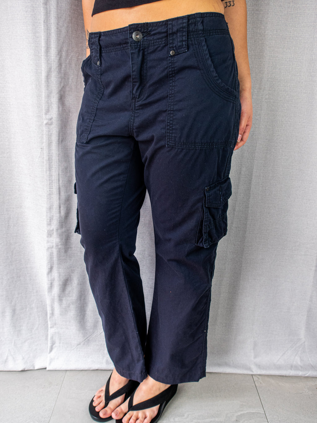 Y2K Jeanswest Cargo Pants - Navy Utility Style - Size 12