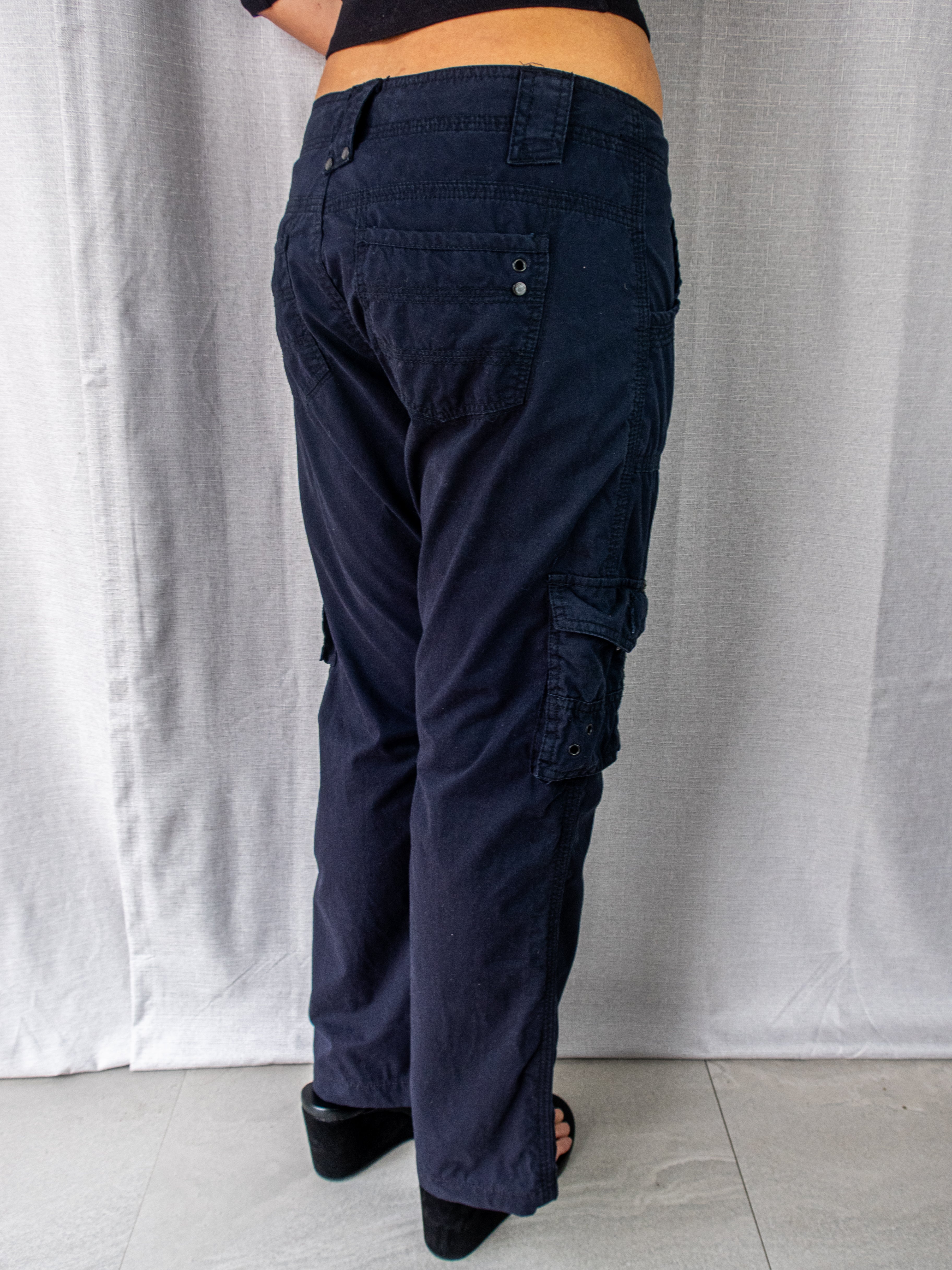 Y2K Jeanswest Cargo Pants - Navy Utility Style - Size 12