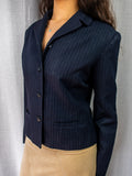 Y2K Crossroads Pinstripe Tailored Blazer - Navy - Size 10