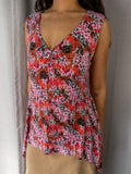 Y2K Millers Handkerchief Hem Top - Abstract Floral Print - Size 12