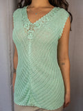 Y2K Suzanne Grae Crochet Knit Top - Mint Green - Size XL